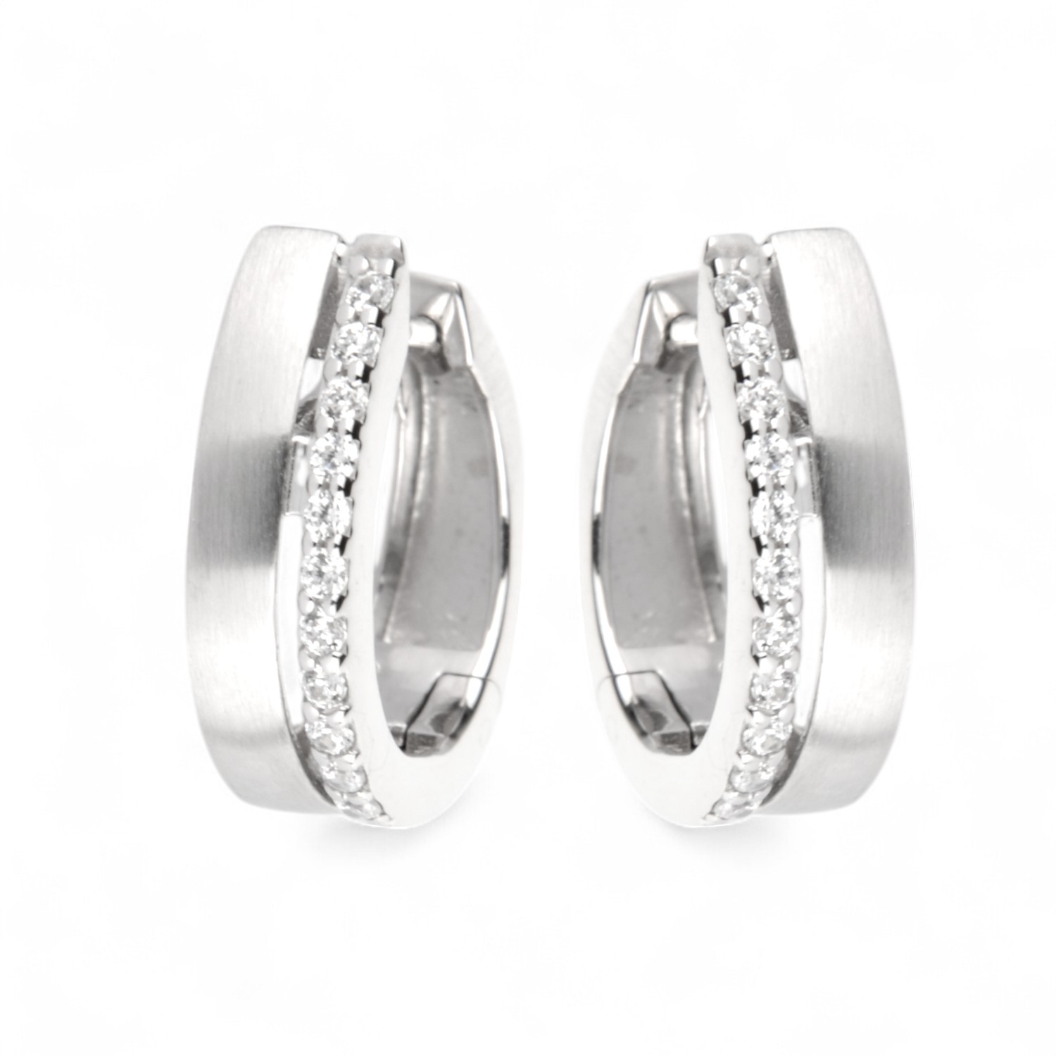 Schmidt Creole Ohrschmuck für Damen, 925 Silber mit Zirkonia, 14,5x4,5mm, silberfarben
