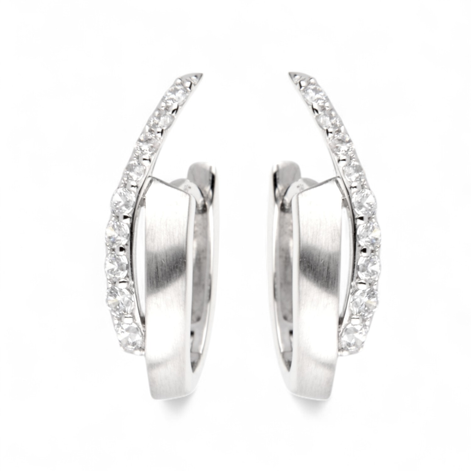 Schmidt Creole 925 Silber, Zirkonia, 20x5,5mm, Ohrschmuck für Damen, silberfarben