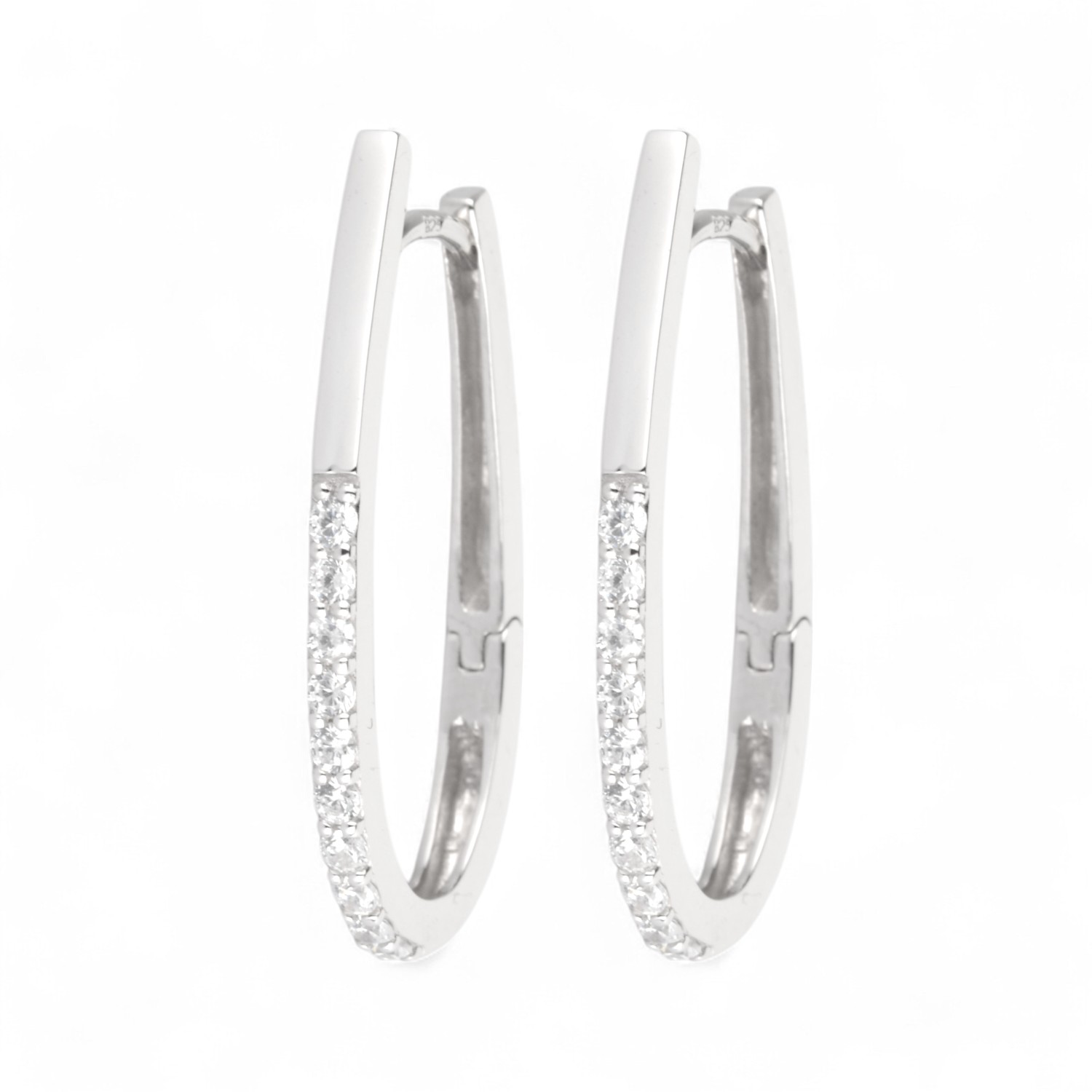 Schmidt Creole für Damen, 925 Silber mit Zirkonia, 28x1,8mm, silberfarben