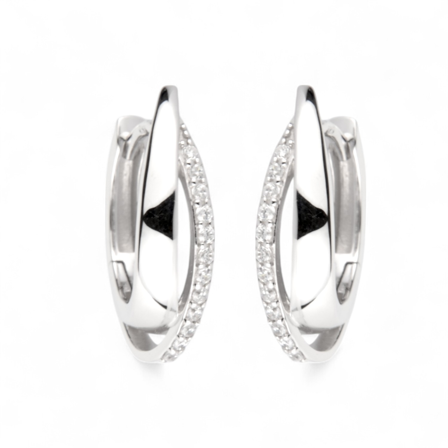 Schmidt Creole 925 Silber Zirkonia Ohrschmuck, 16x4,5mm, silberfarben für Damen