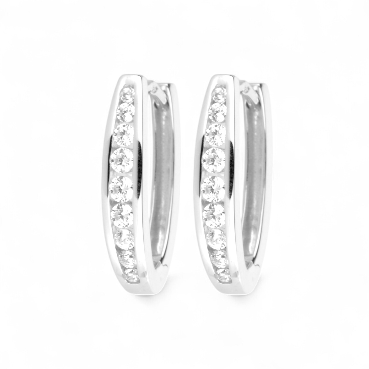 Schmidt Creole mit Zirkonia, Silber 925, 17x3,4mm, Ohrschmuck für Damen, silberfarben