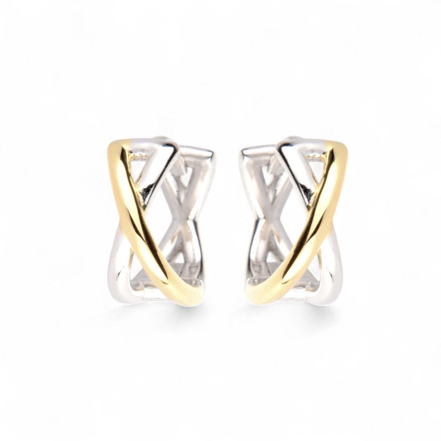 Schmidt Creole 2-farbig Damen Ohrschmuck 925 Silber & vergoldet, 12,2x6mm