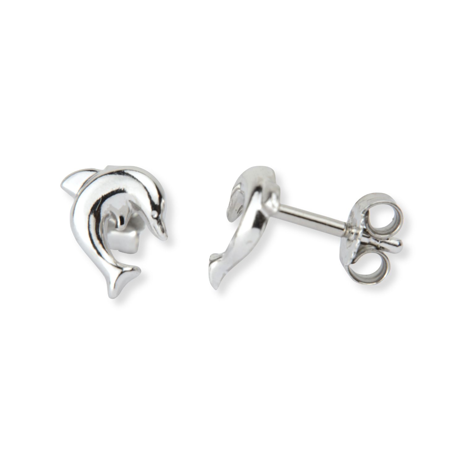 Schmidt Delphin Ohrstecker für Kinder, 925 Silber vergoldet, 6,5mm - Silber