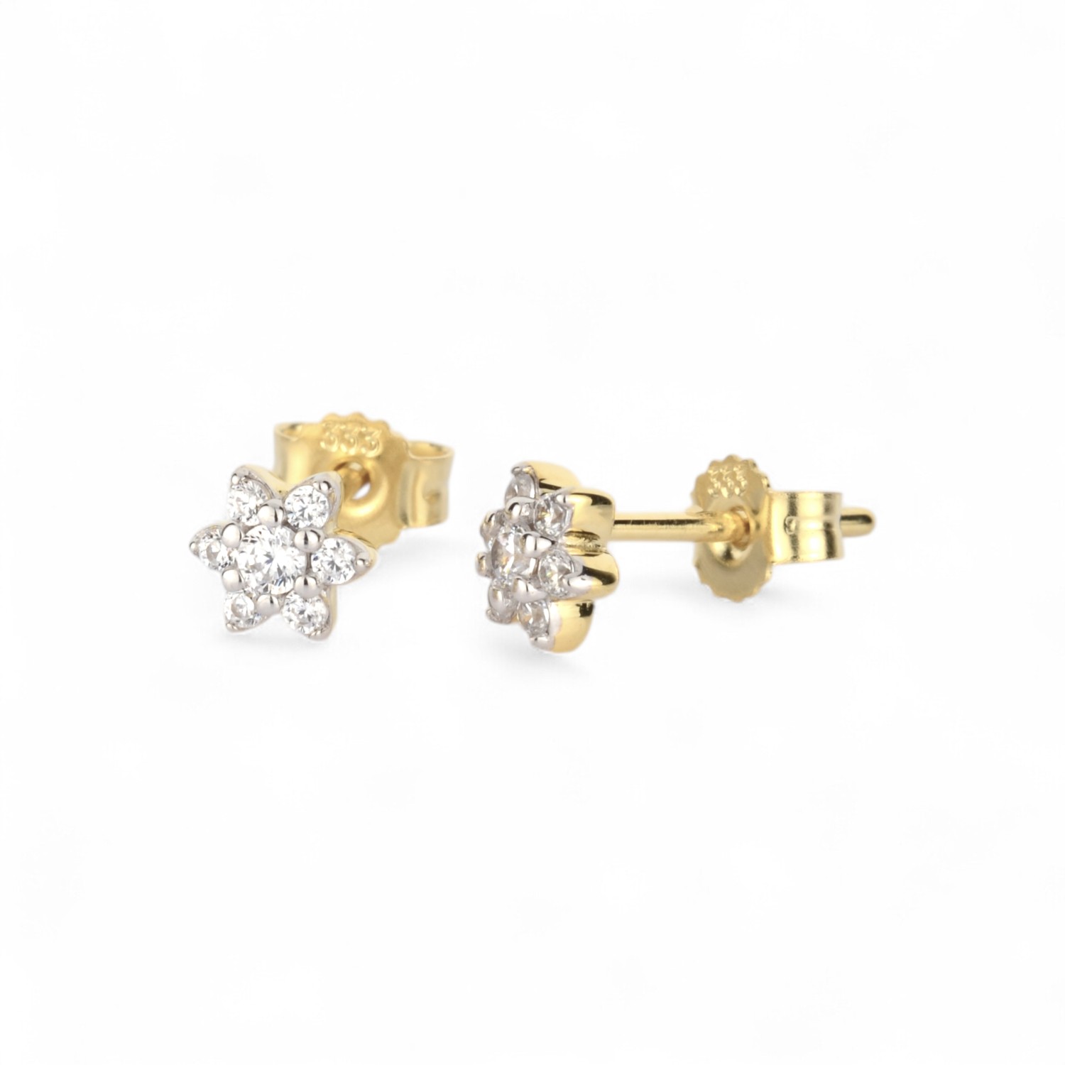 Schmidt Kinderohrstecker Stern in Gold 333 mit Zirkonia, 5,5mm - gold- und silberfarben