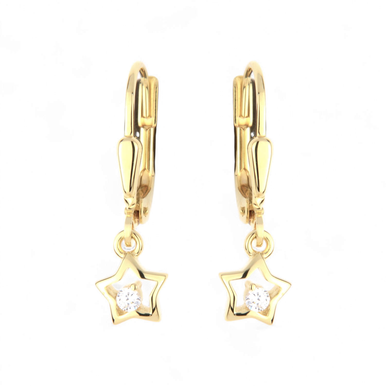 Schmidt Kinderohrhänger Stern in Gold 333 mit Zirkonia, 20,8x6mm, goldfarben