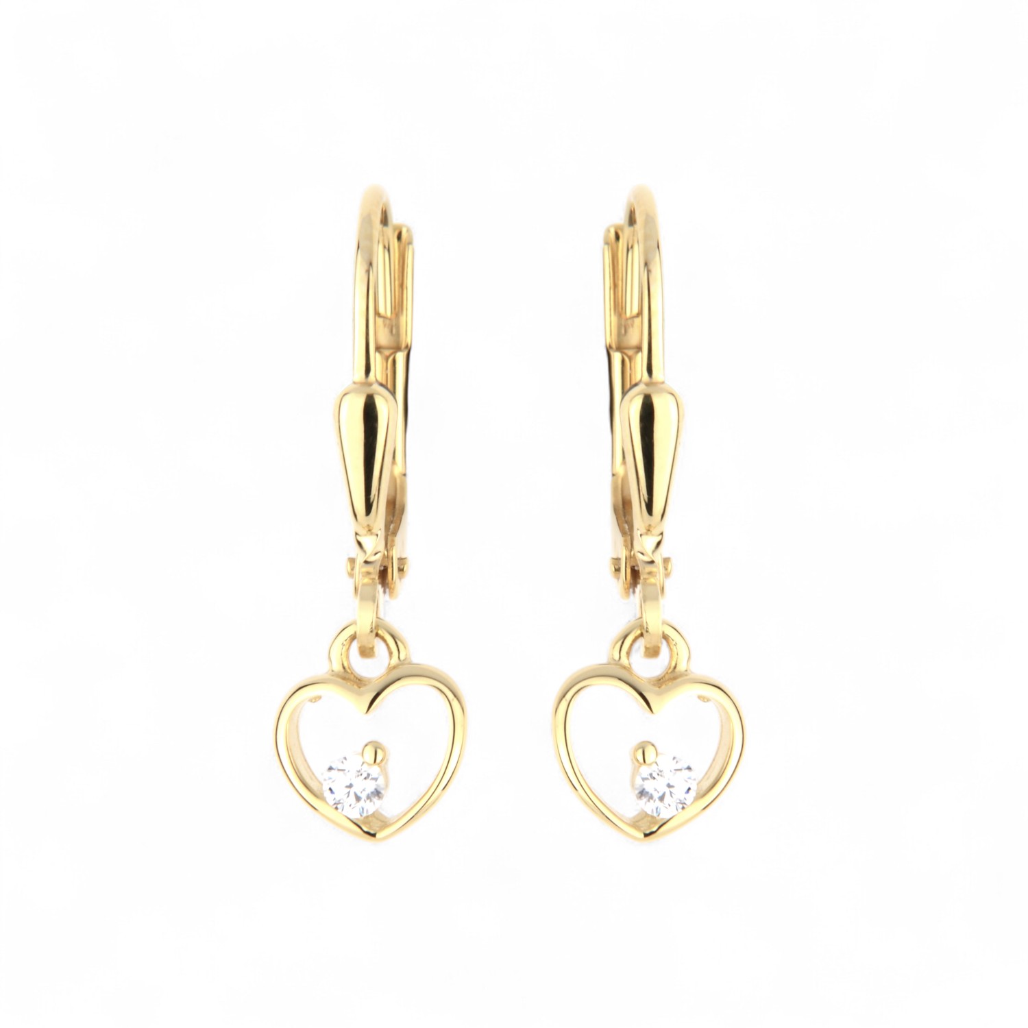 Schmidt Kinderohrhänger Herz 333 Gold, goldfarben mit Zirkonia – 21,8x6,3 mm
