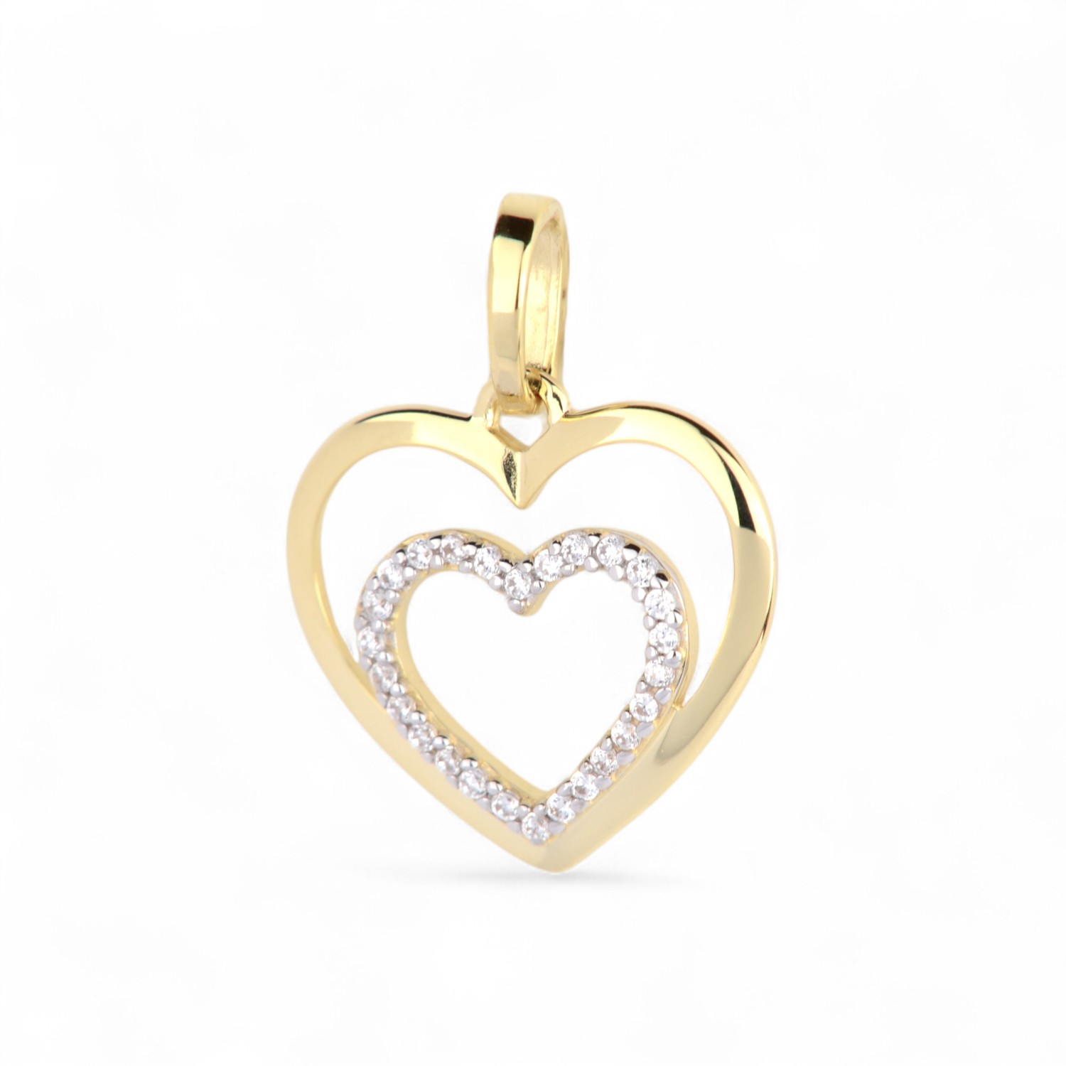 Schmidt Herzanhänger für Damen, 333 Gold mit Zirkonia, 17,7x13,6mm, goldfarben