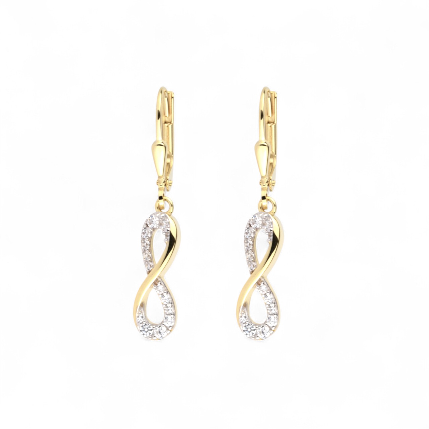 Schmidt Ohrhänger Infinity für Damen, 333 Gold mit Zirkonia, 18x5mm