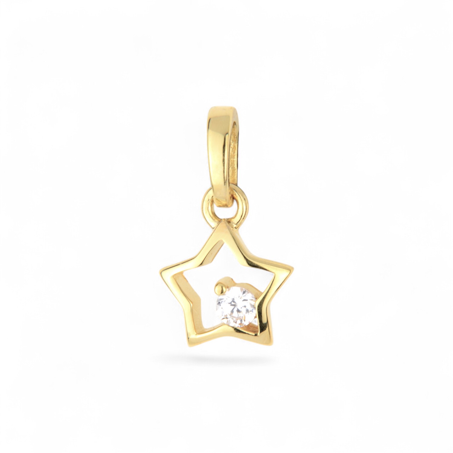 Schmidt Kinderanhänger Stern in Gold 333 mit Zirkonia, 14,8x8,5mm, goldfarben