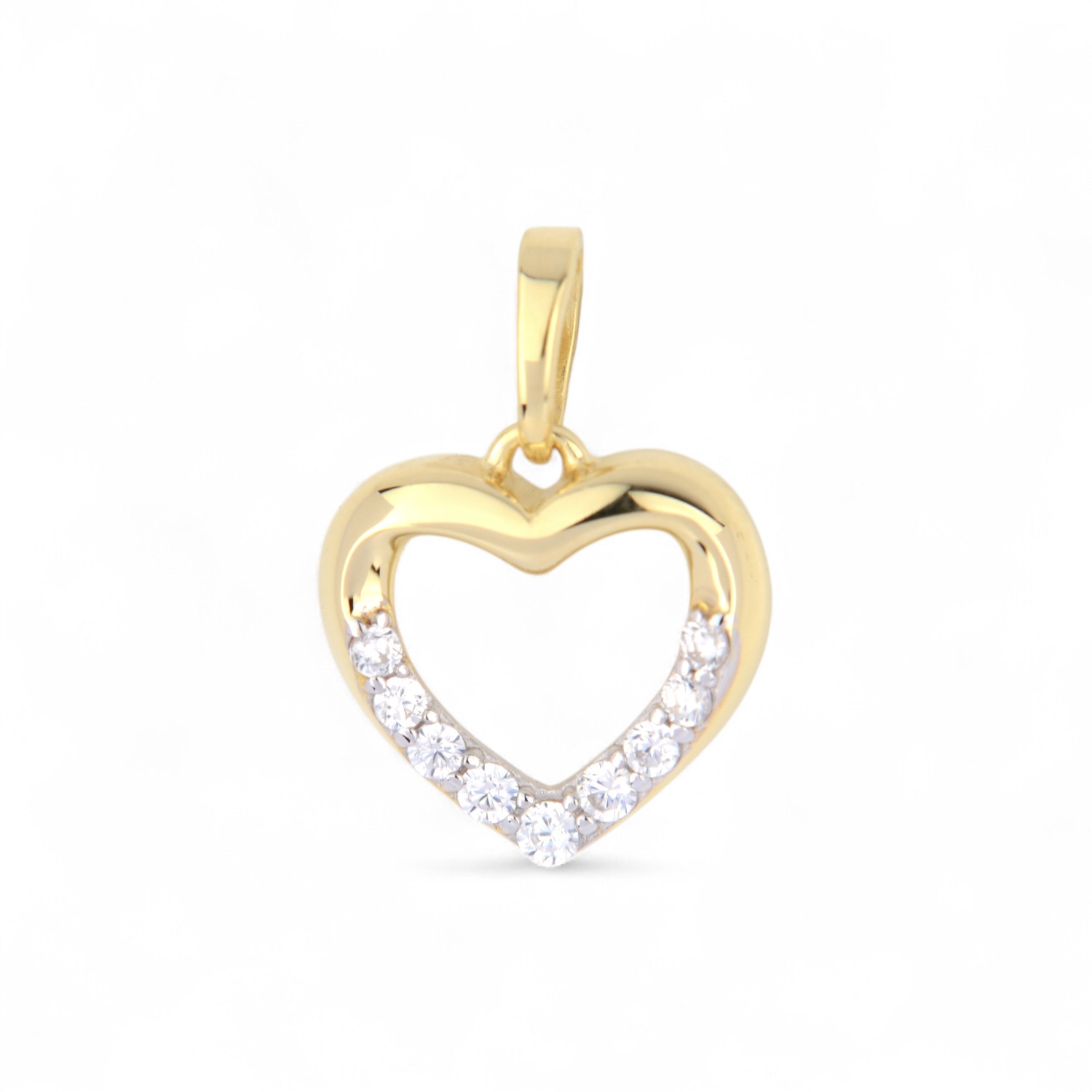 Schmidt Herzanhänger für Damen, 333 Gold mit Zirkonia, 16,5x12mm, gold-/silberfarben