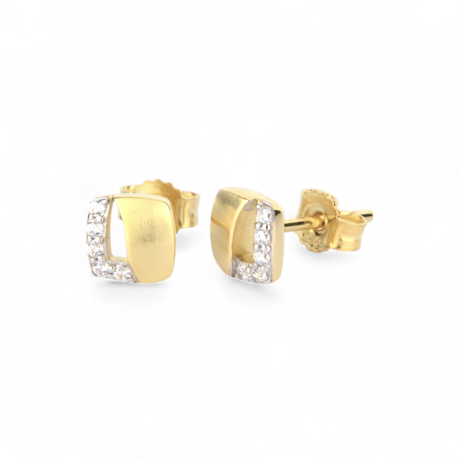 Schmidt Ohrstecker quadratisch 333 Gold Zirkonia, Damen, gold/silber, 5,9mm