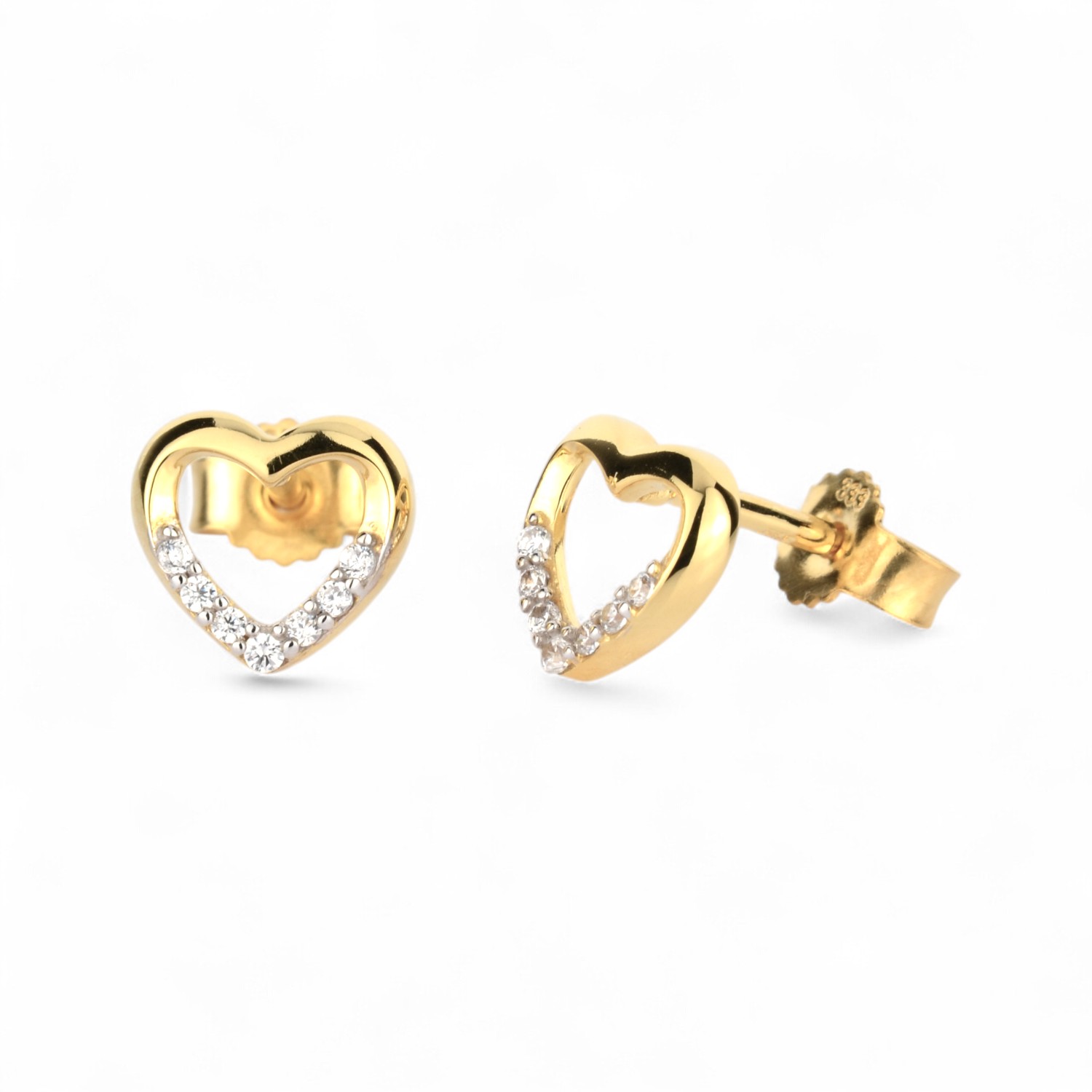 Schmidt Ohrstecker Herz 333 Gold, Zirkonia, gold- & silberfarben, 7,2x7,8mm für Damen