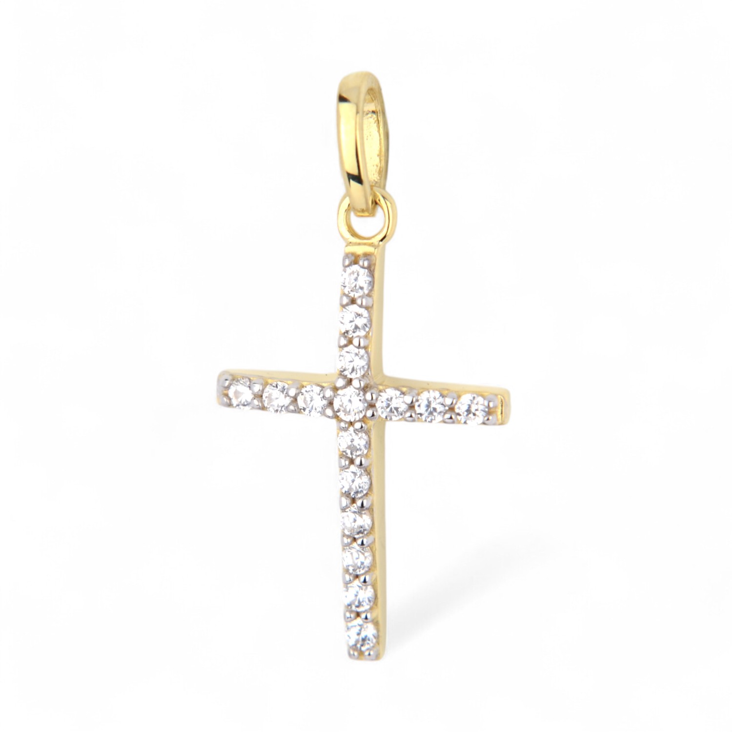 Schmidt Kreuzanhänger für Damen, 333 Gold mit Zirkonia, 23,4x12,2mm, gold-/silberfarben