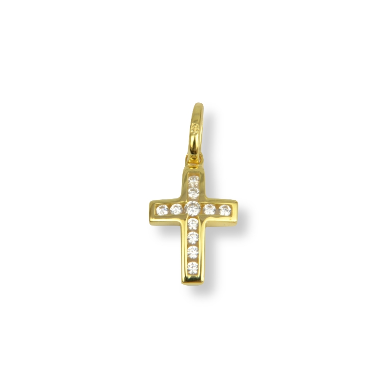 Schmidt Kreuz Anhänger für Damen, 333 Gold mit Zirkonia, 11.4x8.4mm