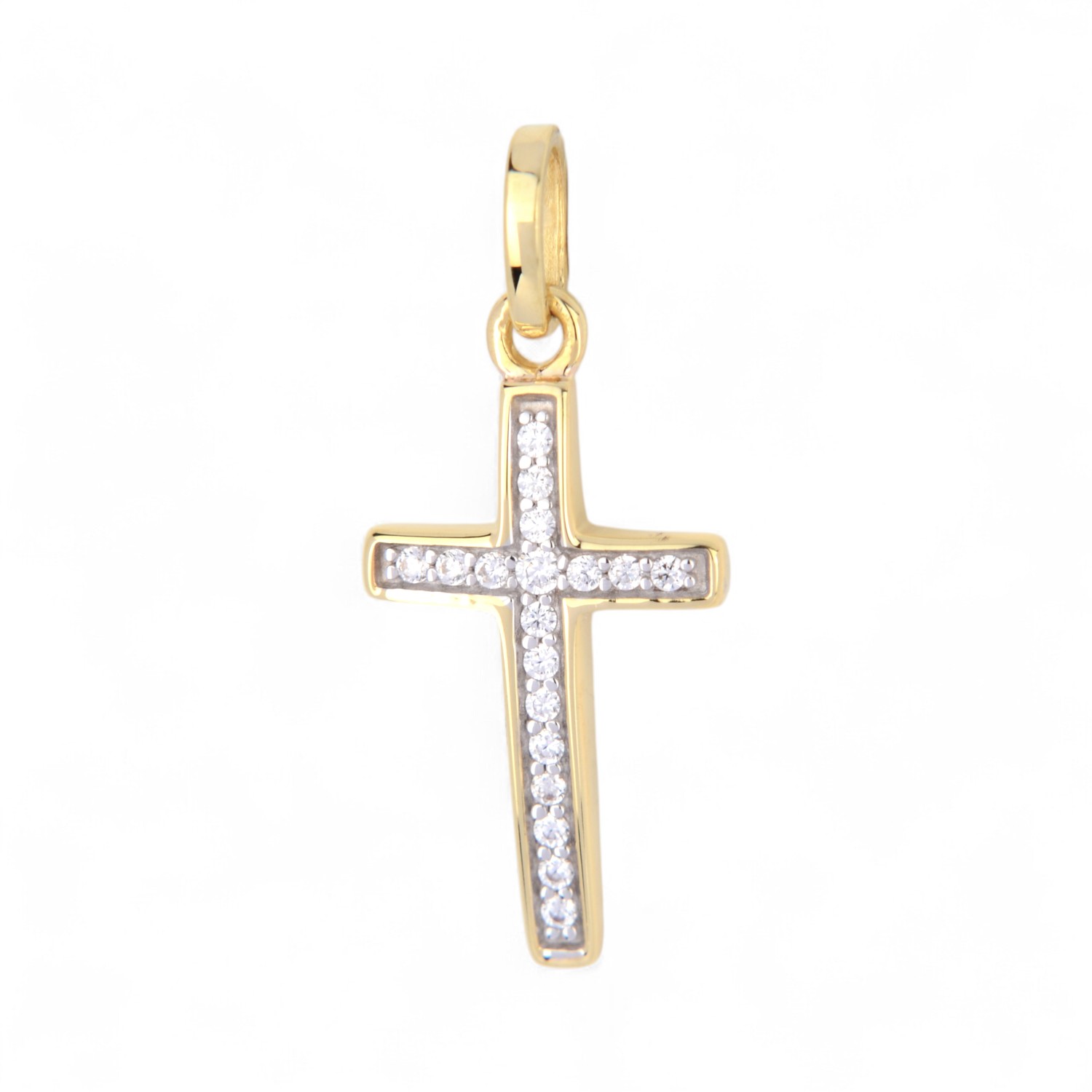 Schmidt Kreuzanhänger für Damen, 333 Gold, Zirkonia, 23,6x10,4mm, gold-/silberfarben