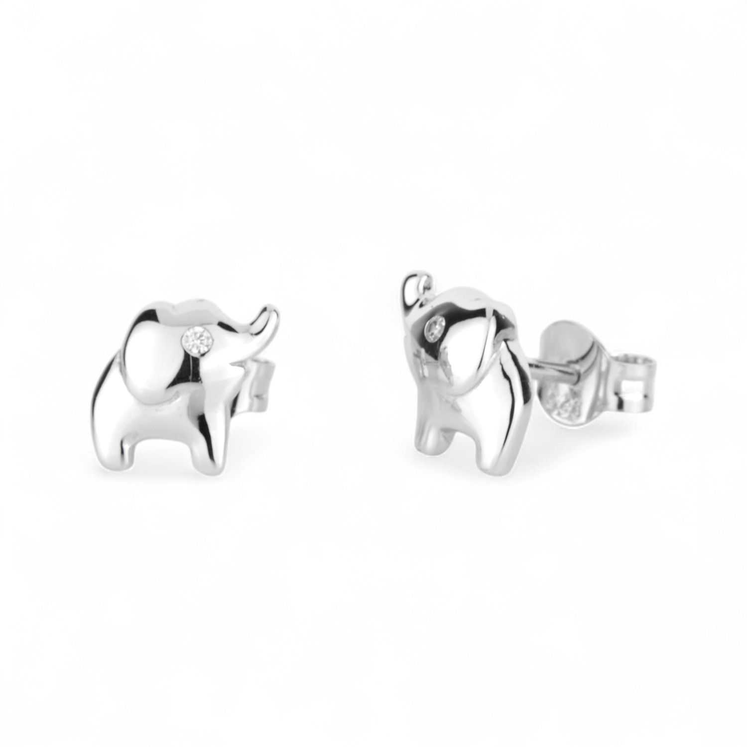 Schmidt Kinderohrstecker Elefant 925 Silber, Zirkonia, 7.4x8.3mm, silberfarben