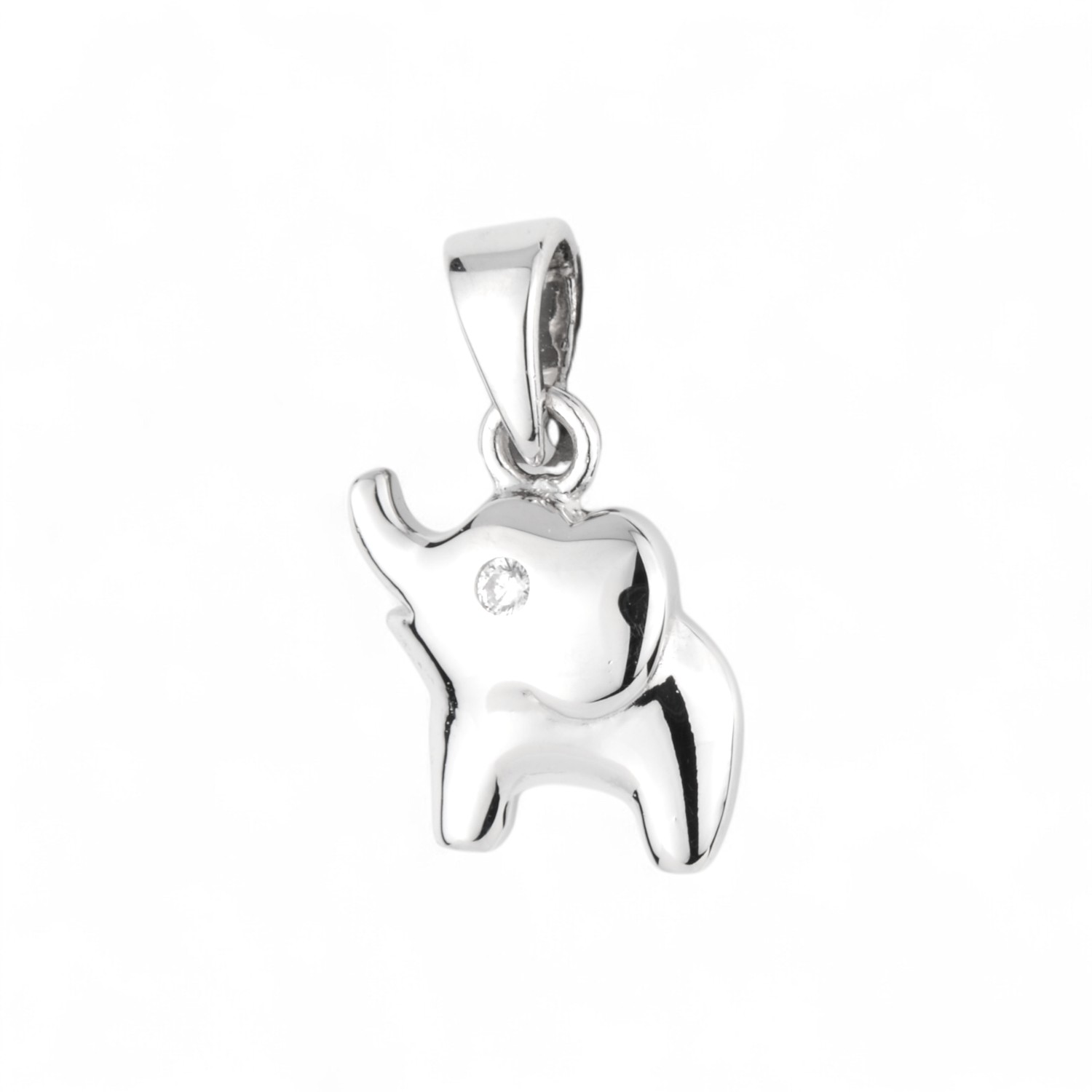 Schmidt Kinderanhänger Elefant, 925 Silber mit Zirkonia, 15,6x9,7mm, silberfarben