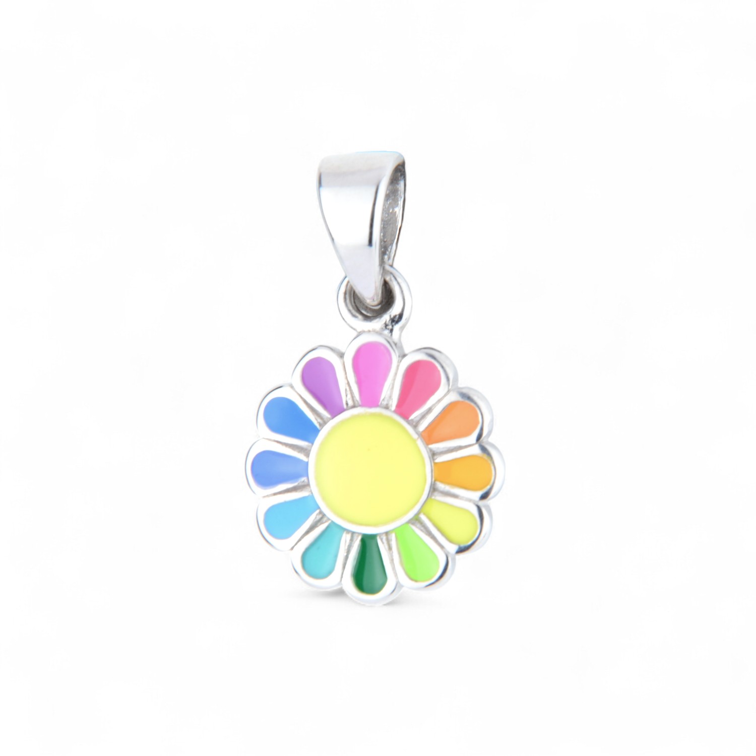 Schmidt Kinderanhänger Blume 925 Silber, silberfarben & bunt