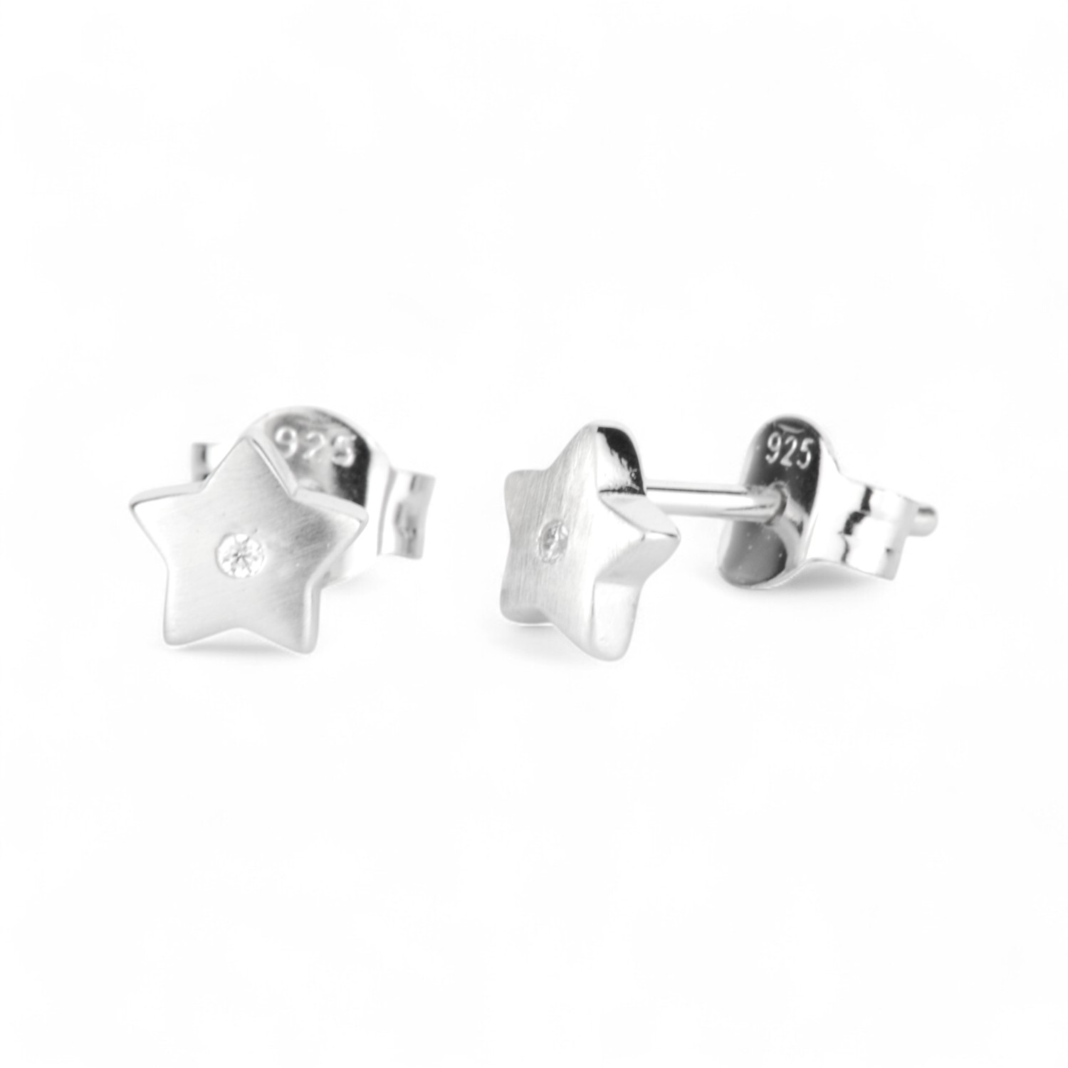 Schmidt Kinderohrstecker Stern in Silber 925 mit Zirkonia, silberfarben, 5,6 mm