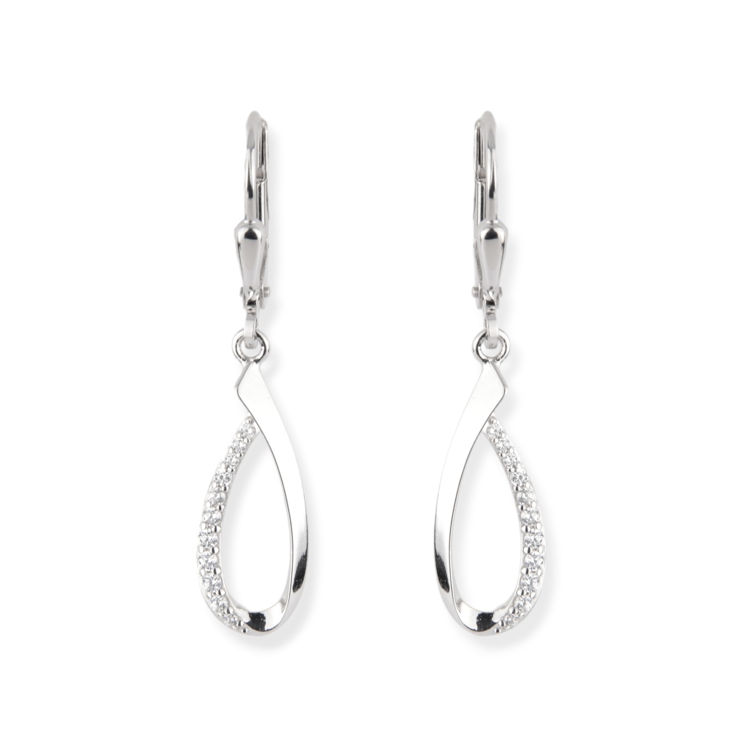 Schmidt Ohrhänger für Damen, 925 Silber mit Zirkonia Stein, 7.5x35mm, Silberfarben