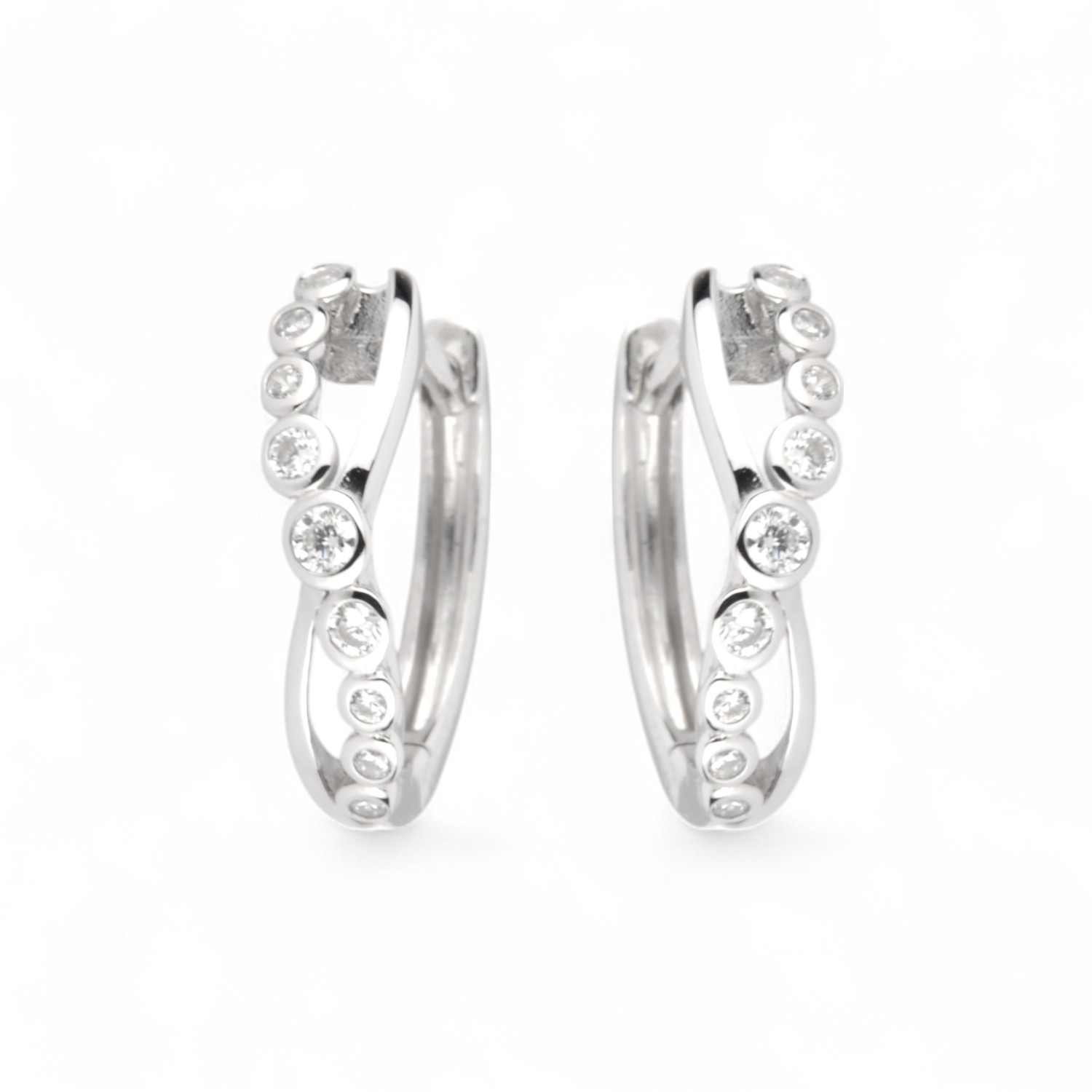 Schmidt Creole Silber 925 mit Zirkonia, Ohrschmuck für Damen, 14,7x3,9mm, silberfarben