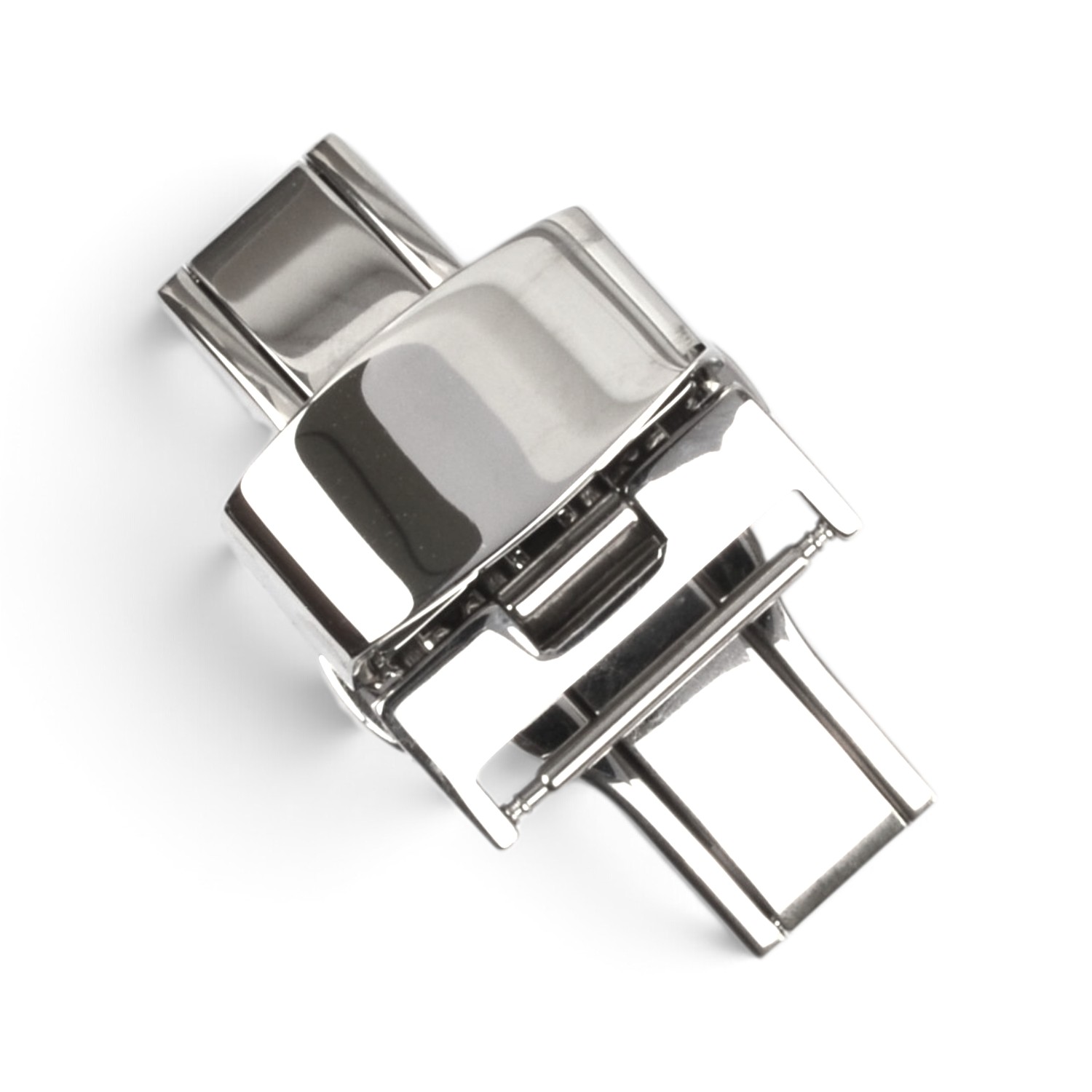 Vater & Sohn Faltschließe für Lederband – Edelstahl silberfarben, glänzend, 16 mm, Damen & Herren