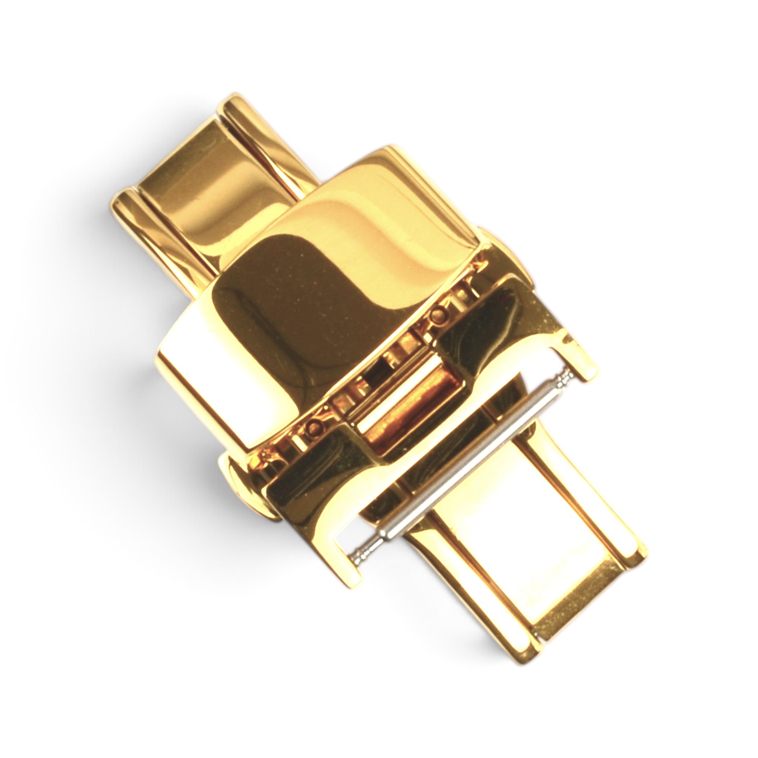 Vater & Sohn Faltschließe für Lederbänder 20 mm, Edelstahl goldfarben PVD glänzend, Damen & Herren