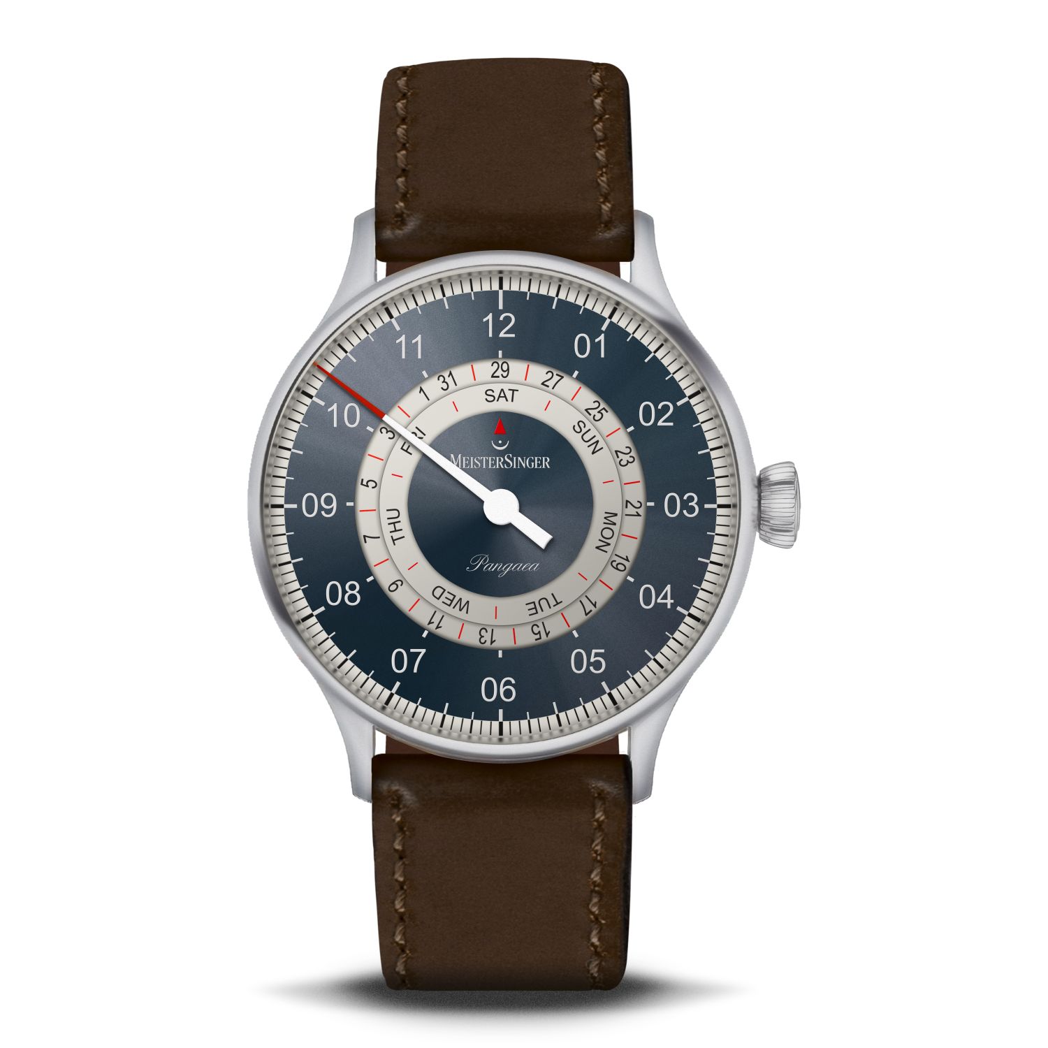 Meistersinger Pangaea Day Date Herrenarmbanduhr Automatik Edelstahl 40mm mit Tages- und Datumsanzeige,