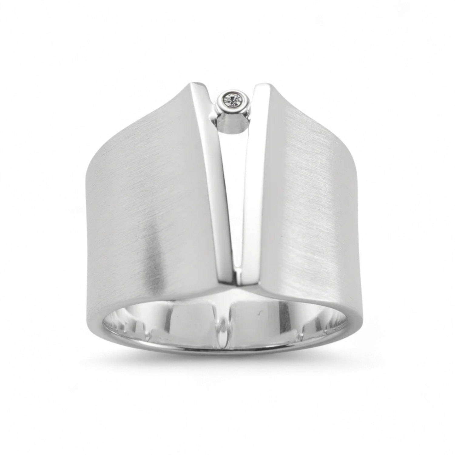 Bastian Damenring Brilliant Cut-Out 925 Silber mit Diamant 0.02ct, Größe 58