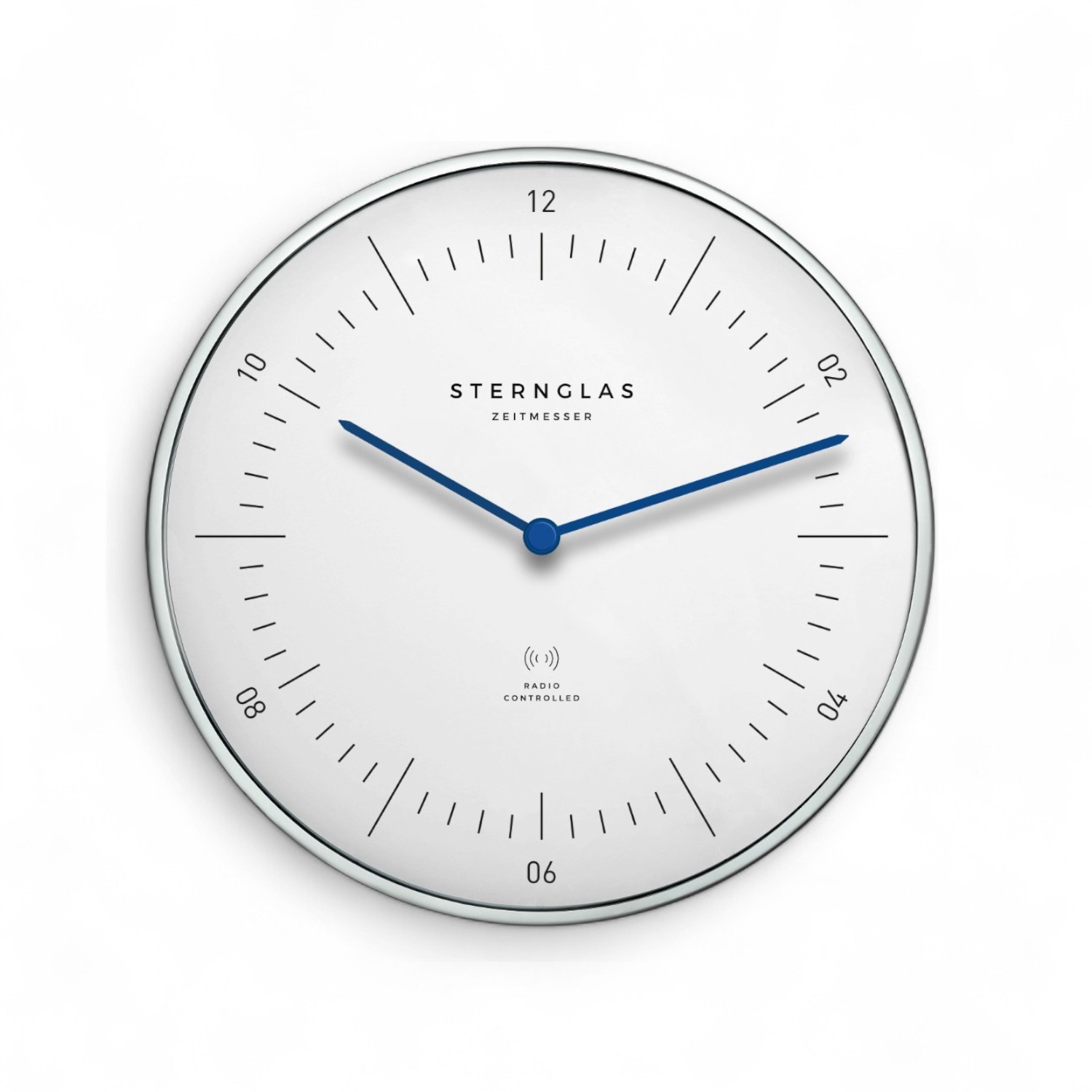 STERNGLAS Wanduhr Naos Funk 30cm, Edelstahl in Silber, Funk-Analog, Unisex