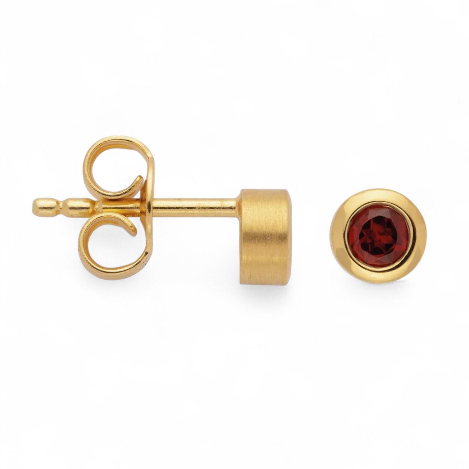 Bastian Ohrstecker Red Light für Damen, 925 Silber vergoldet, Granat, gold & rot