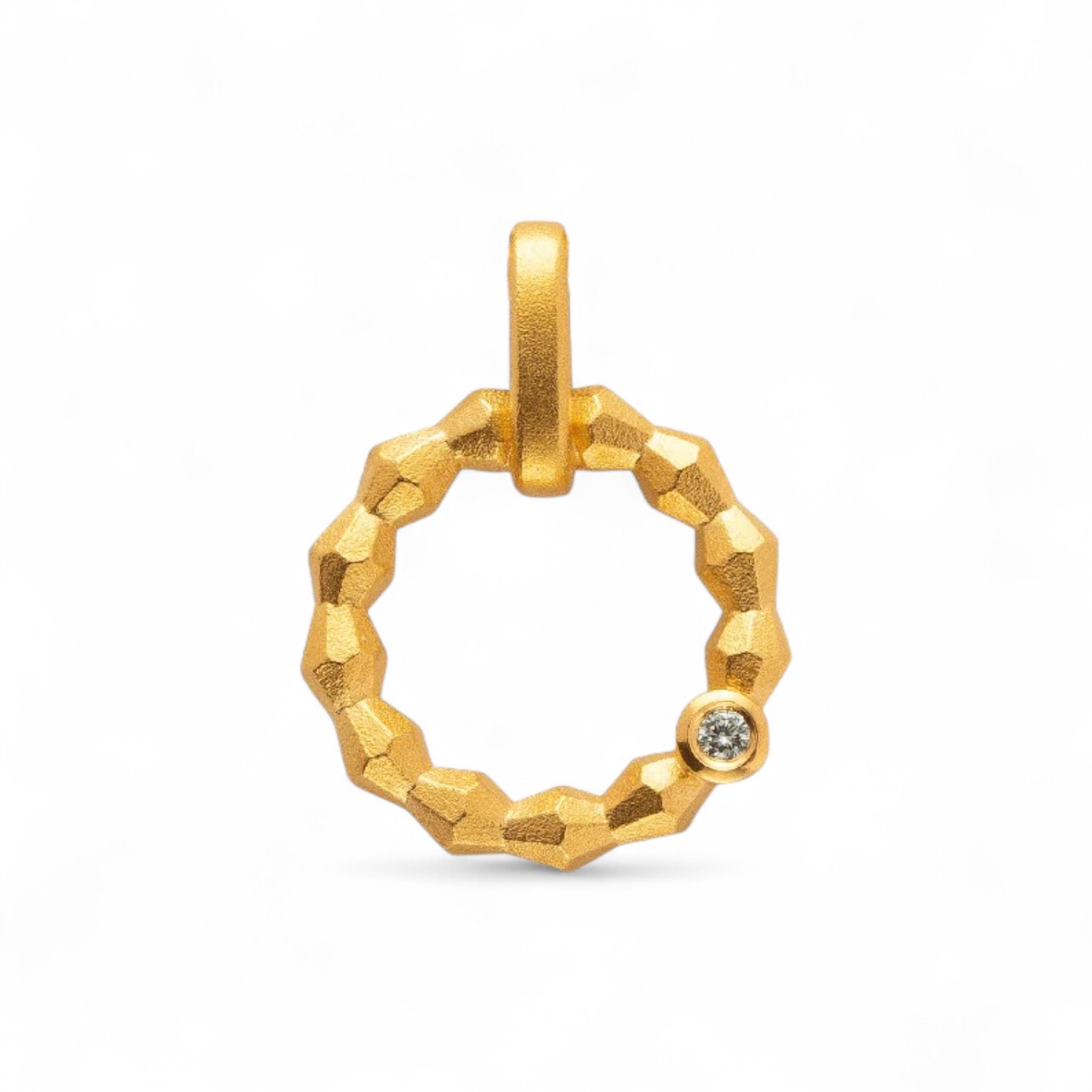 Bastian Anhänger Golden Circle für Damen, 925 Silber vergoldet, 0,02ct Diamant, Ø 13mm