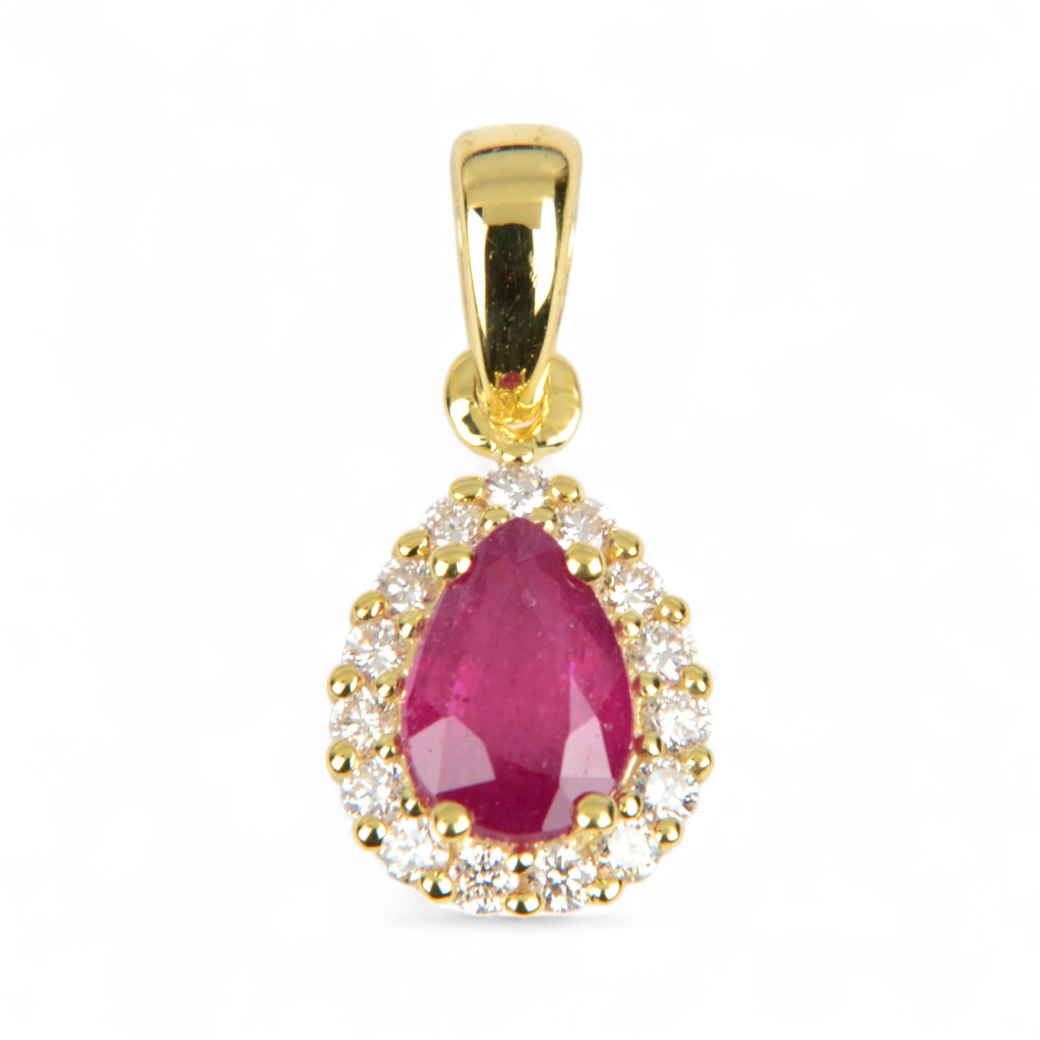 Schmidt Damen Anhänger 585 Gold, Rubintropfen & 0,24ct Brillanten, 16 Diamanten