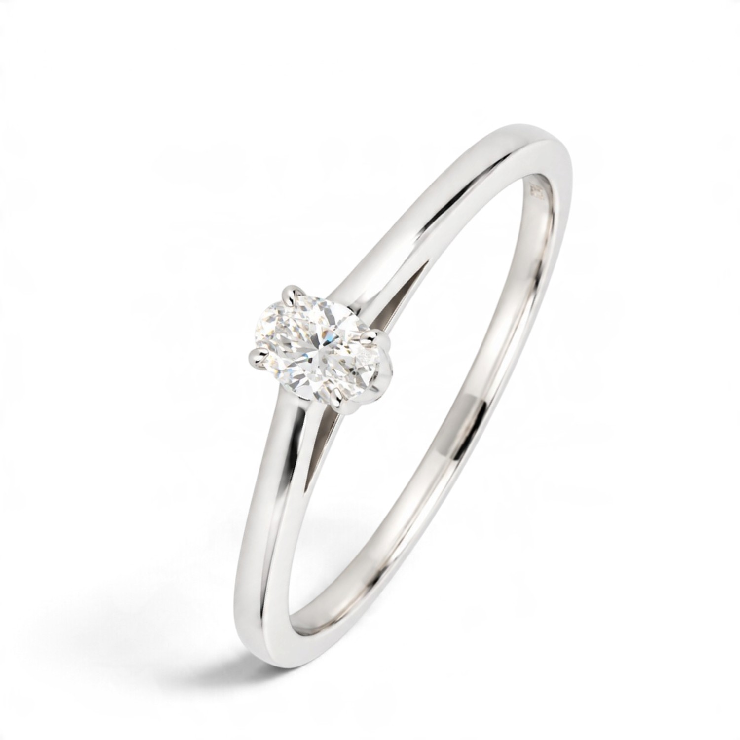 Schmidt Verlobungsring Damen 585 Weißgold mit Brillant 0,14 ct, Top Wesselton VSI, Größe 53