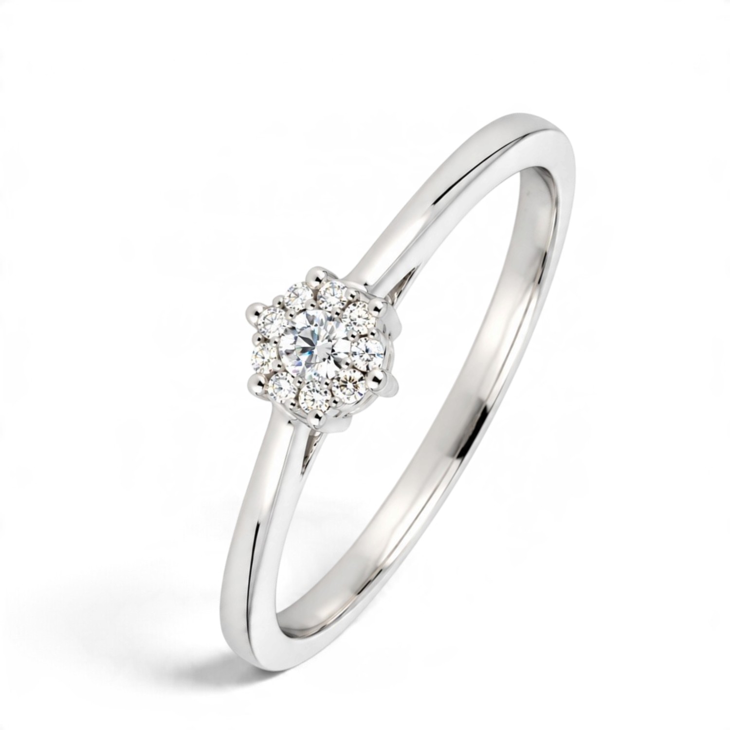 Schmidt Verlobungsring Damen 585 Weißgold mit 10 Brillanten 0,08 ct, Größe 56