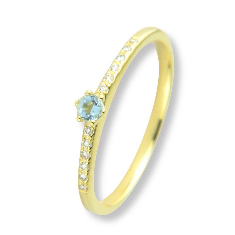Ring mit Brillanten und Aquamarin 