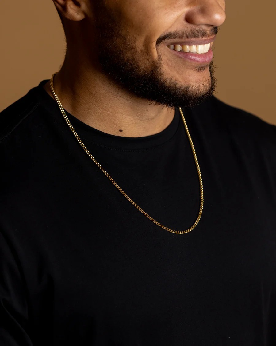 GEMINI Karthago Gold Herren Edelstahl Kette 3mm 55/65cm goldfarben – stilvolles Accessoire für Männer