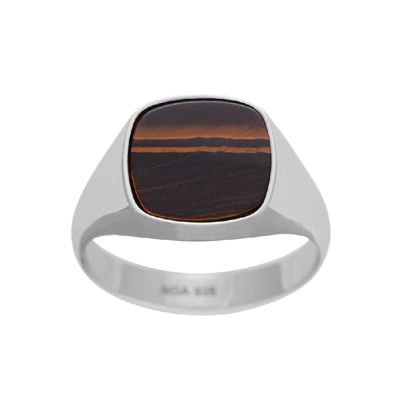 SON Rhodinierter Silber Ring mit gelbem Tigerauge