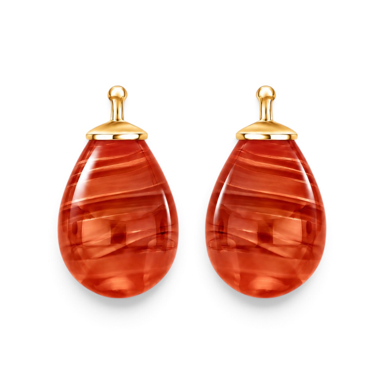 Heide Heinzendorff System-Einhänger Damen – Böhmisches Quarz-Glas Tropfen rot, 925 Silber vergoldet