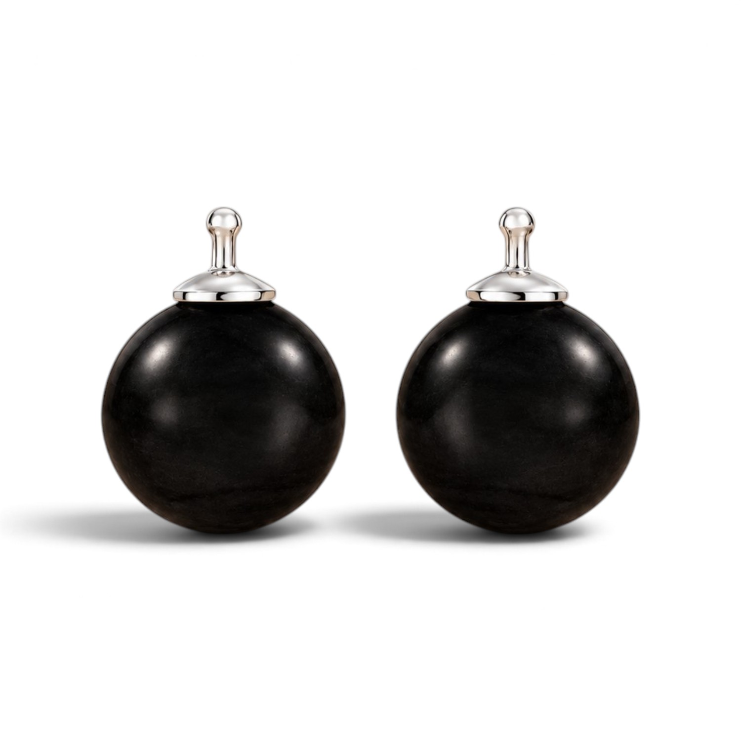 Heide Heinzendorff System-Einhänger Damen – böhmisches Quarz-Glas Kugel 12 mm, schwarz, 925 Silber