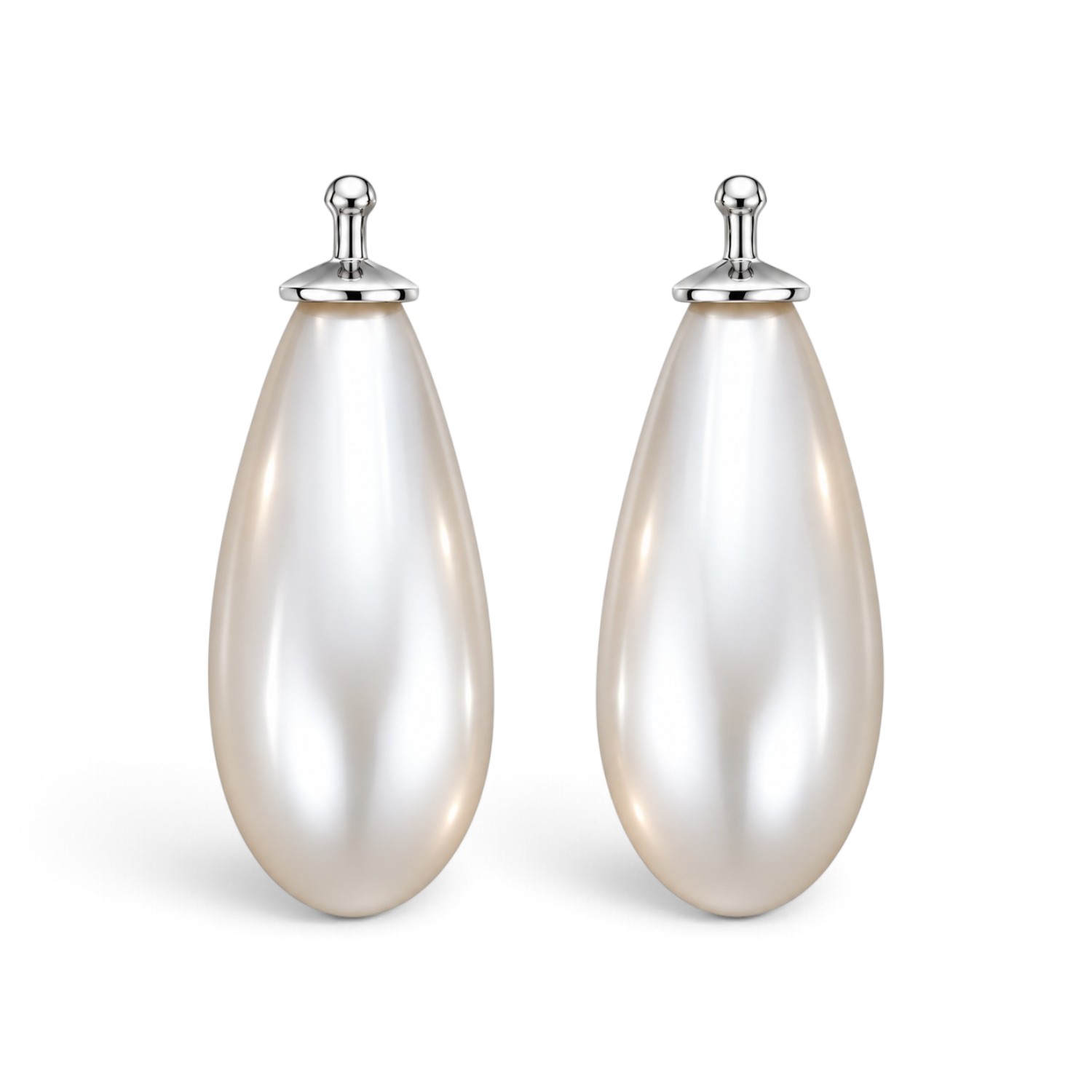 Heide Heinzendorff System-Einhänger Damen 925 Silber mit synthetischer Perle, weiß, 21 x 10 mm