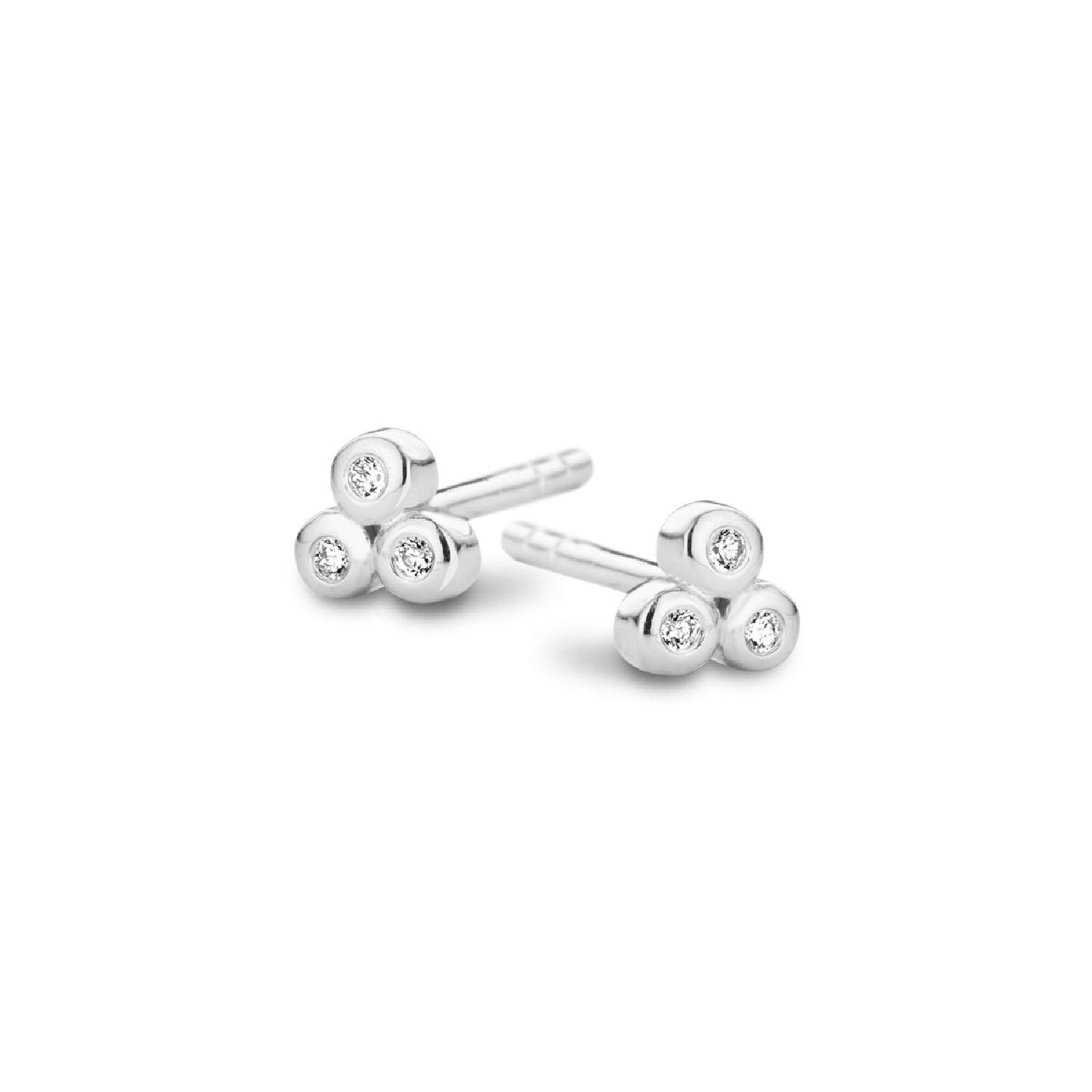 SpiritIcons Trio Ohrstecker 925 Silber, Zirkonia, 3,9mm - Damen Ohrschmuck in Silber