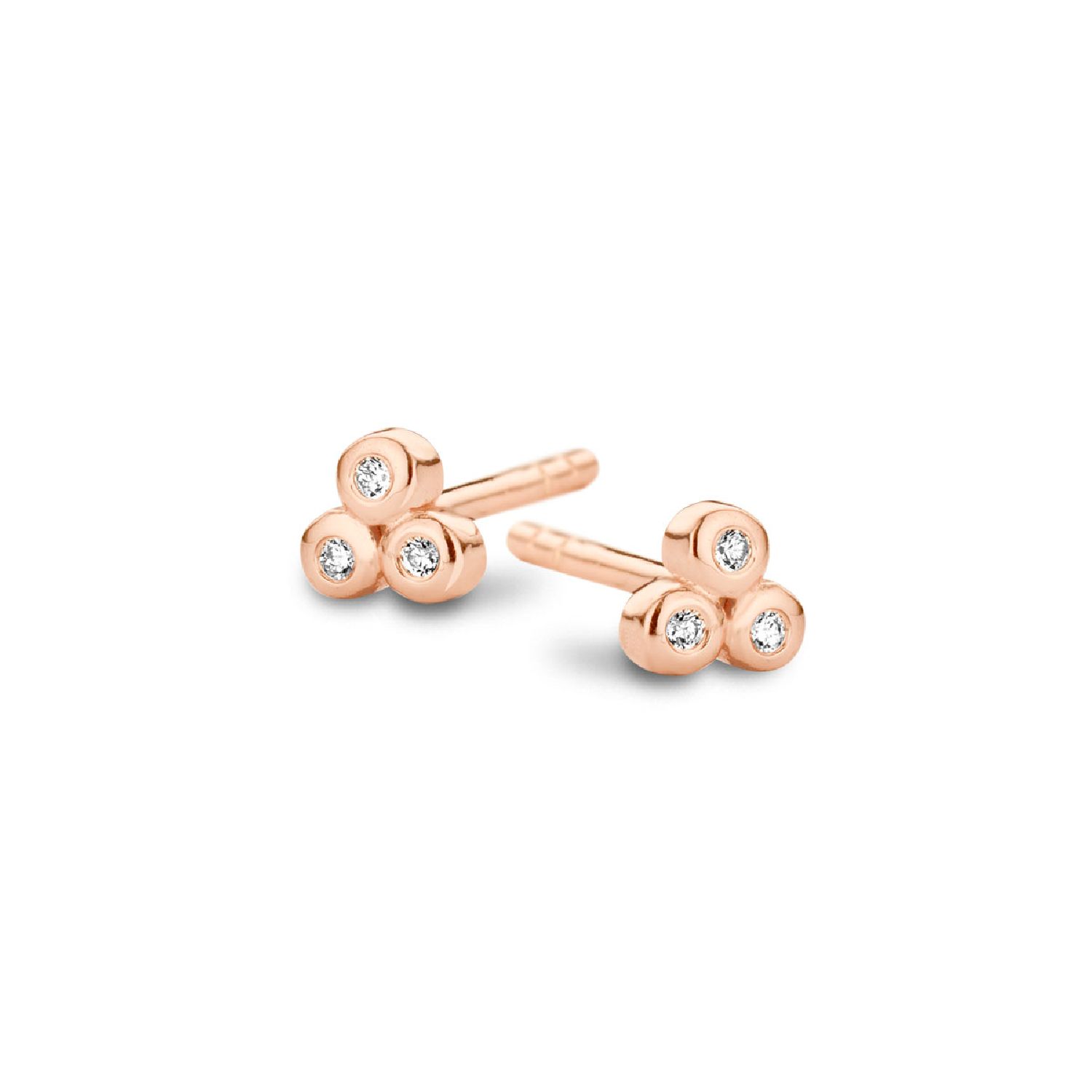 SpiritIcons Trio Ohrstecker für Damen, 925 Silber, rosé vergoldet, Zirkonia, 3,9mm