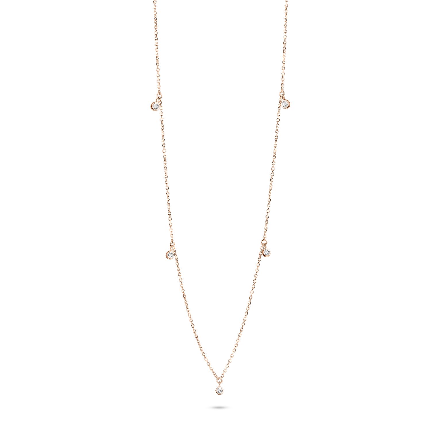 SpiritIcons Damen Kette 925 Silber Rotgold Vergoldet, Zirkonia, 42/45cm