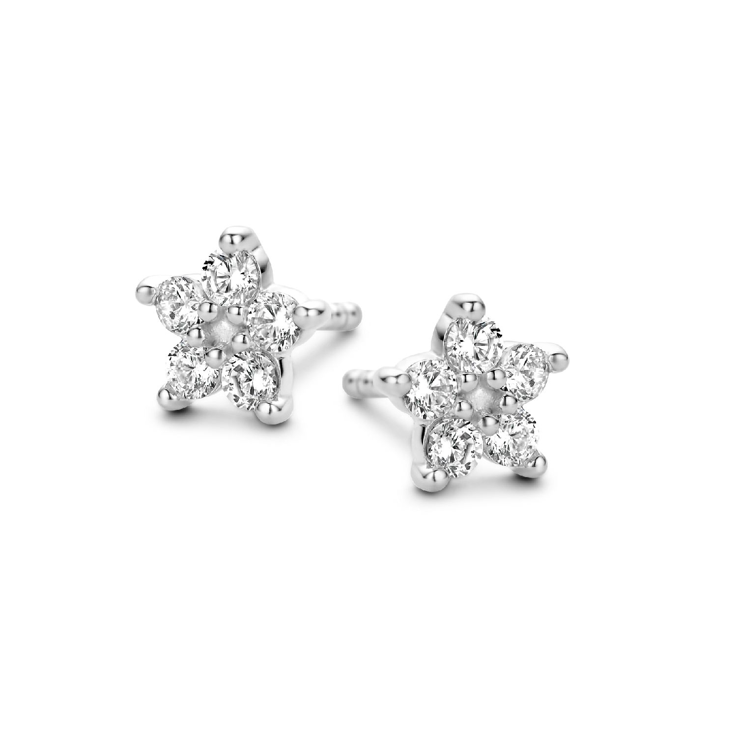 SpiritIcons Noble Ohrstecker Blume, 925 Silber mit Zirkonia, 6,9mm – Damen