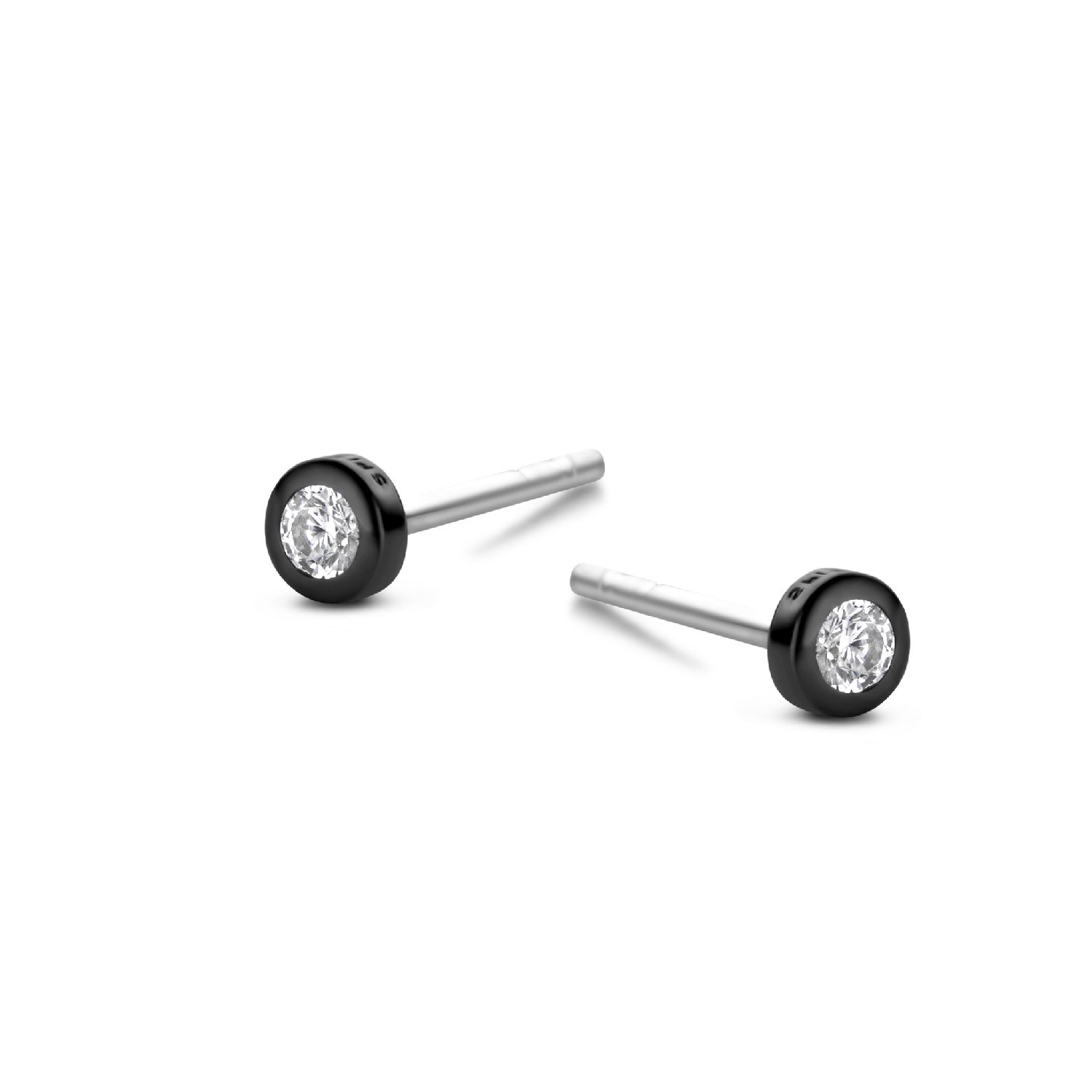 SpiritIcons Symphony Ohrstecker 925 Silber, Schwarz Zirkonia, 3,5mm für Damen