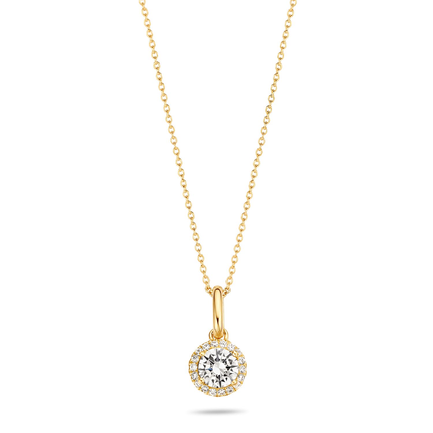 SpiritIcons Romance Kette, vergoldetes Silber 925, Zirkonia, Ø 9mm, 42/45cm für Damen