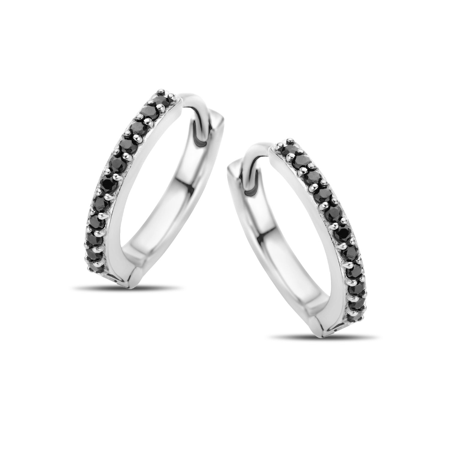 SpiritIcons Passion Creolen für Damen, Schwarz, Silber 925, Zirkonia, Ø 12,5mm