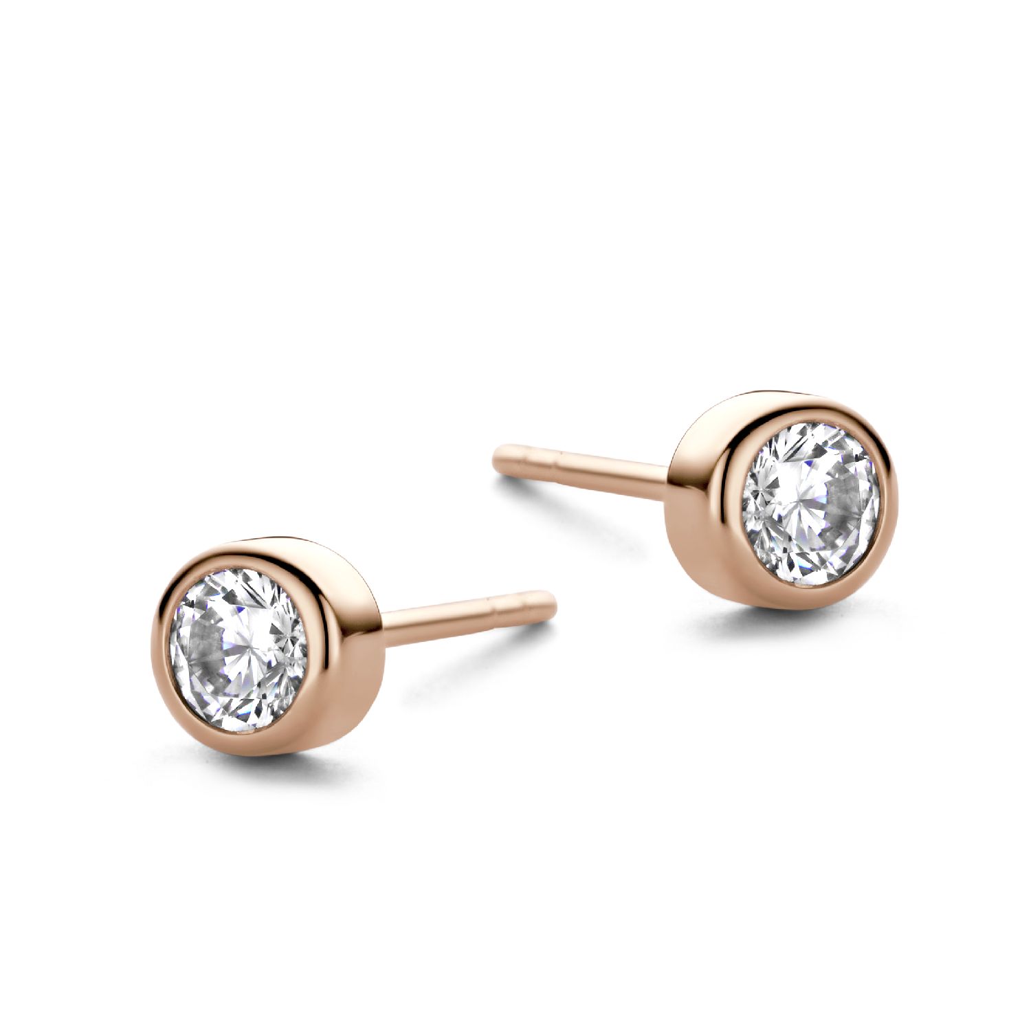 SpiritIcons Vega Ohrstecker rosé vergoldet, Zirkonia, 925 Silber, Damen