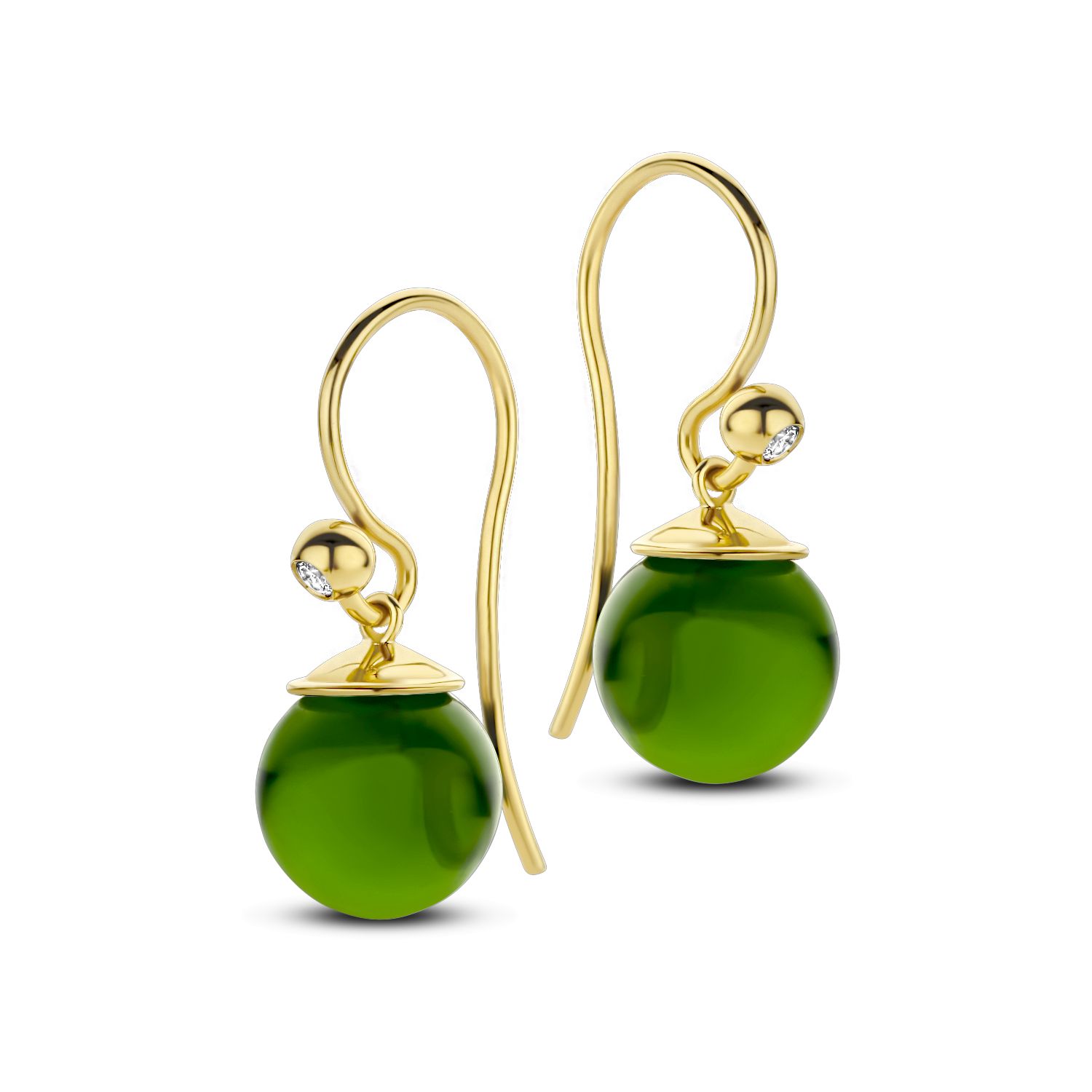 SpiritIcons Figaro Ohrhänger grün & gold, 925er vergoldetes Silber, Zirkonia, 9mm
